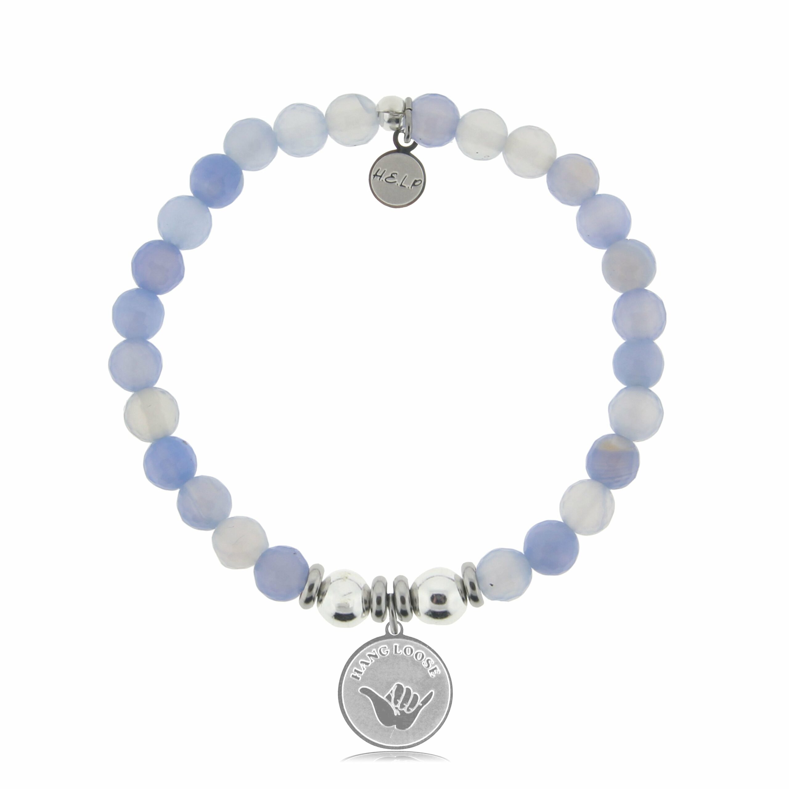 Hang Loose Charm with Sky Blue Agate Beads Charity Bracelet