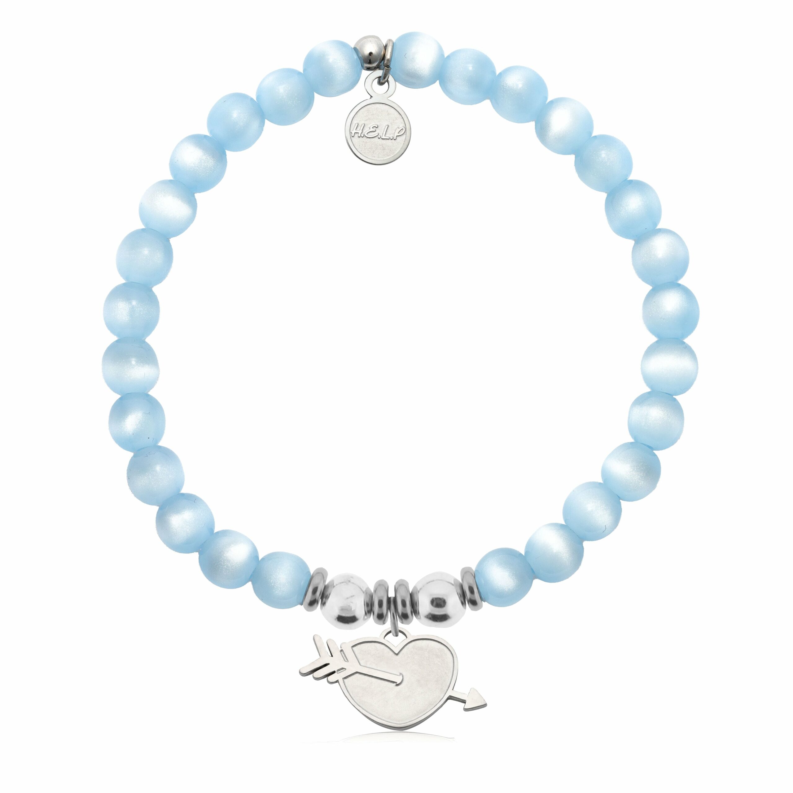 Heart and Arrow Charm with Blue Selenite Charity Bracelet