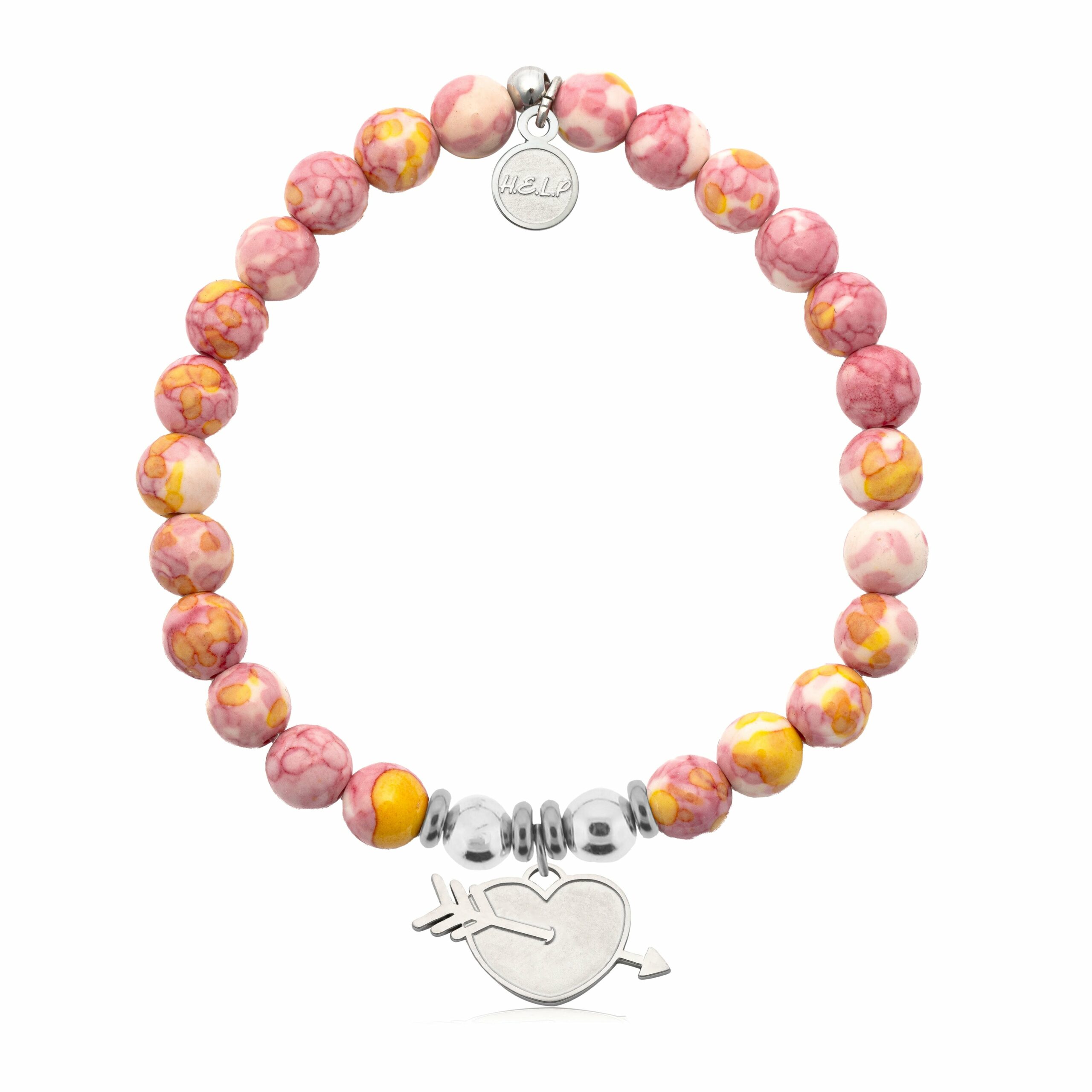 Heart and Arrow Charm with Lemonade Jade Charity Bracelet