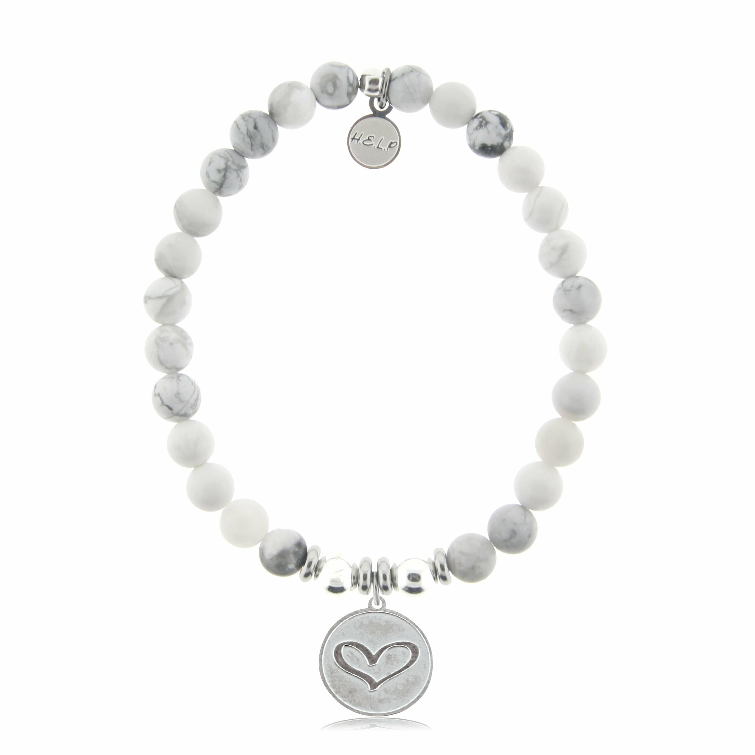 Heart Charm with Howlite Beads Charity Bracelet