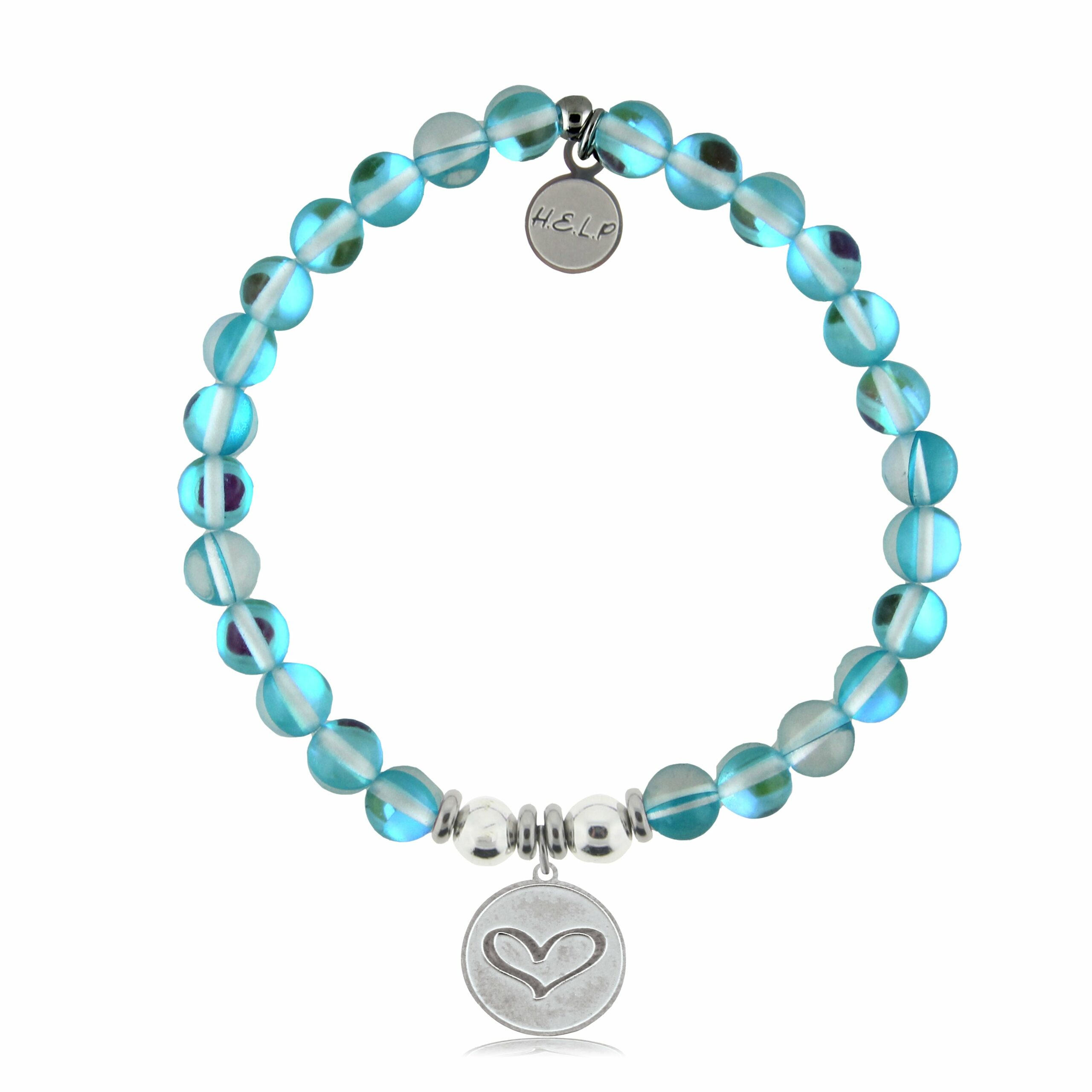 Heart Charm with Light Blue Opalescent Charity Bracelet