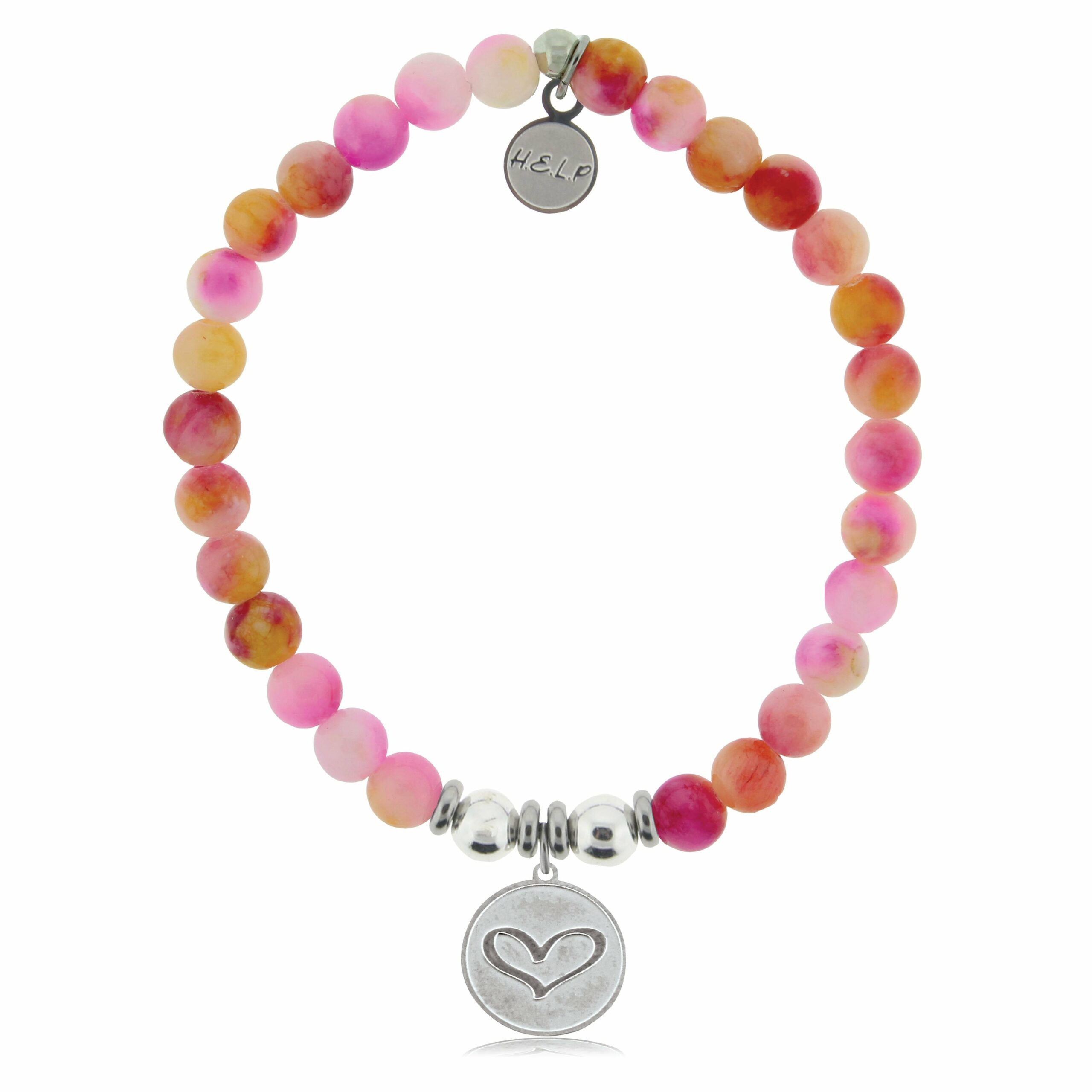 Heart Charm with Persia Jade Beads Charity Bracelet