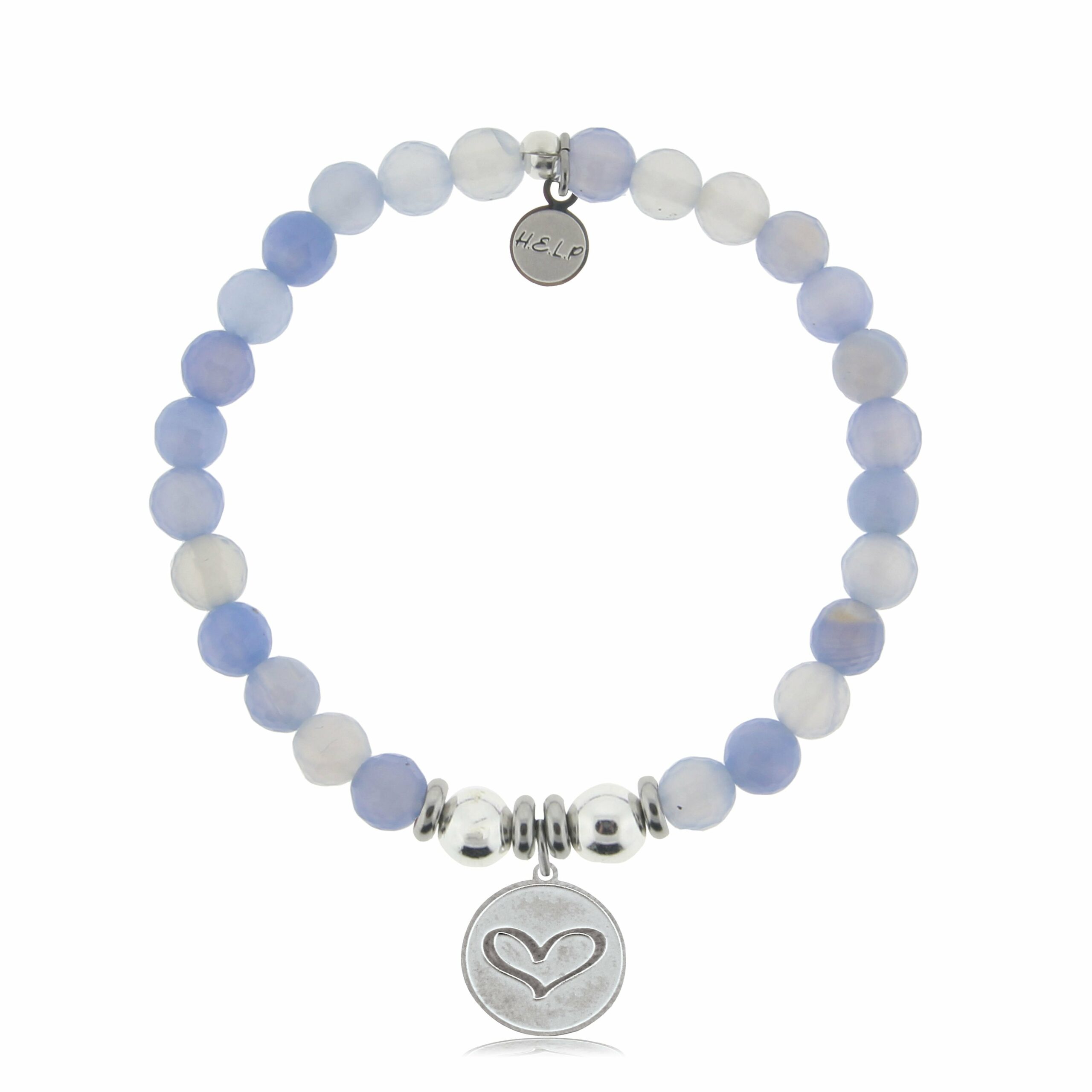 Heart Charm with Sky Blue Agate Beads Charity Bracelet