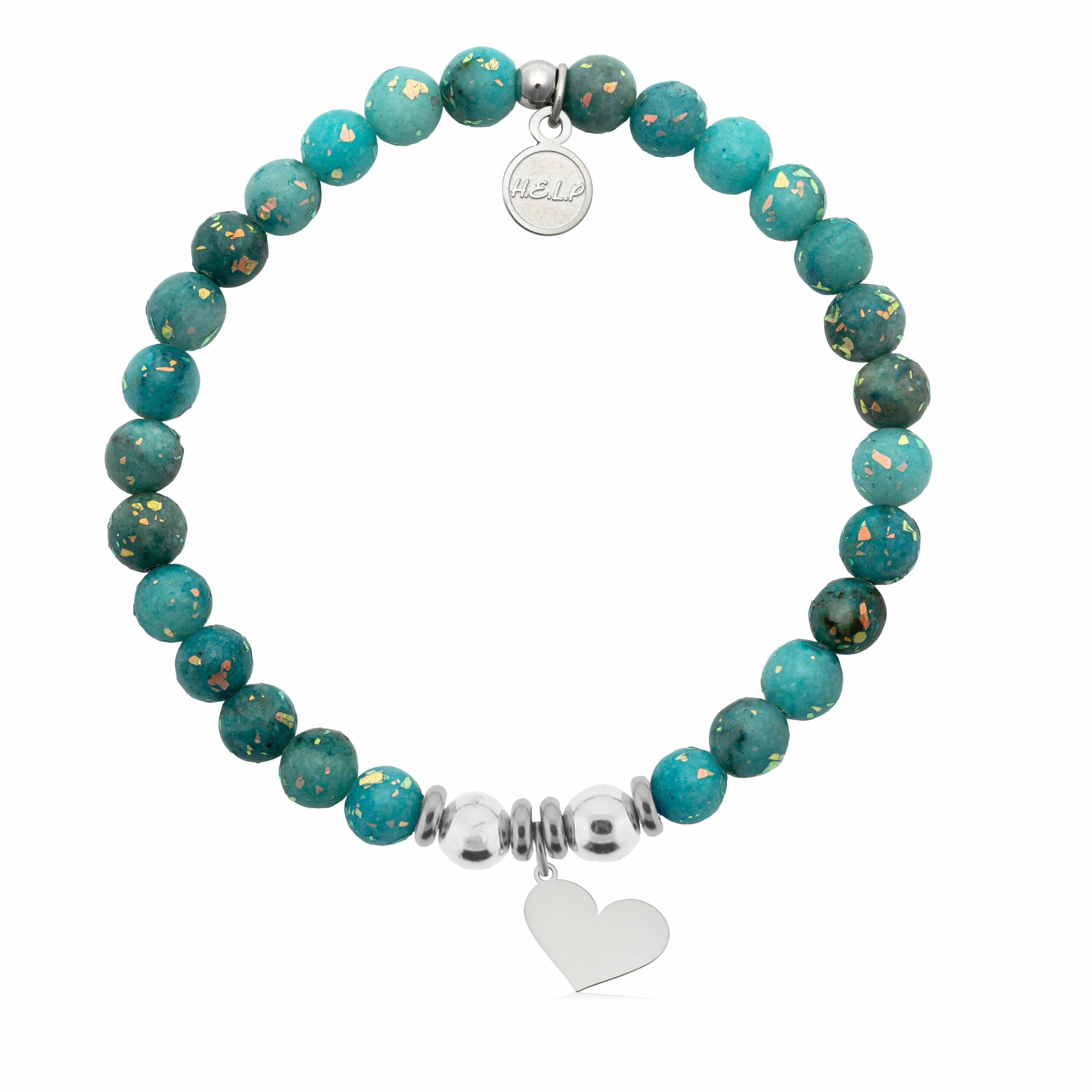 Heart Cutout Charm with Blue Opal Jade Charity Bracelet