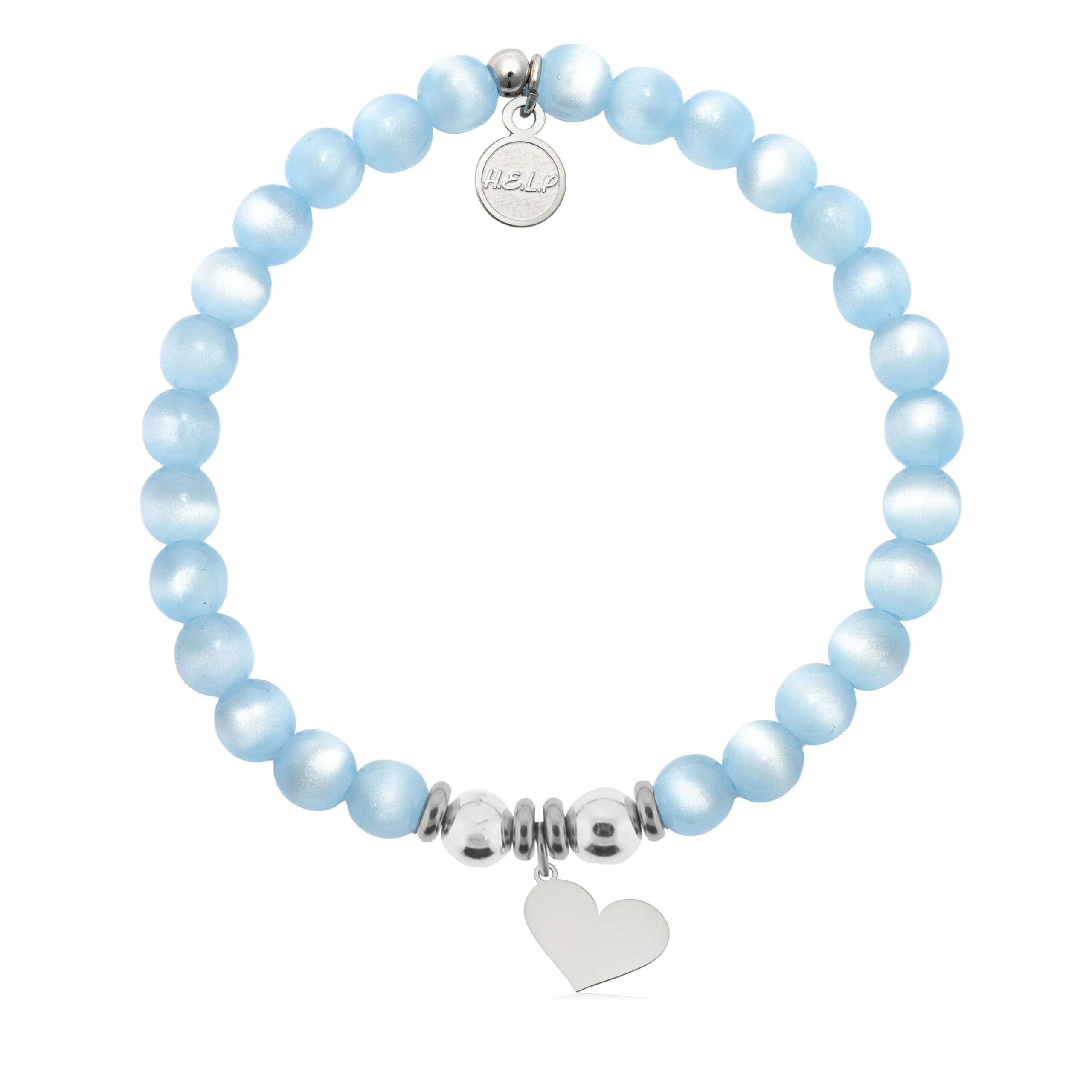 Heart Cutout Charm with Blue Selenite Charity Bracelet