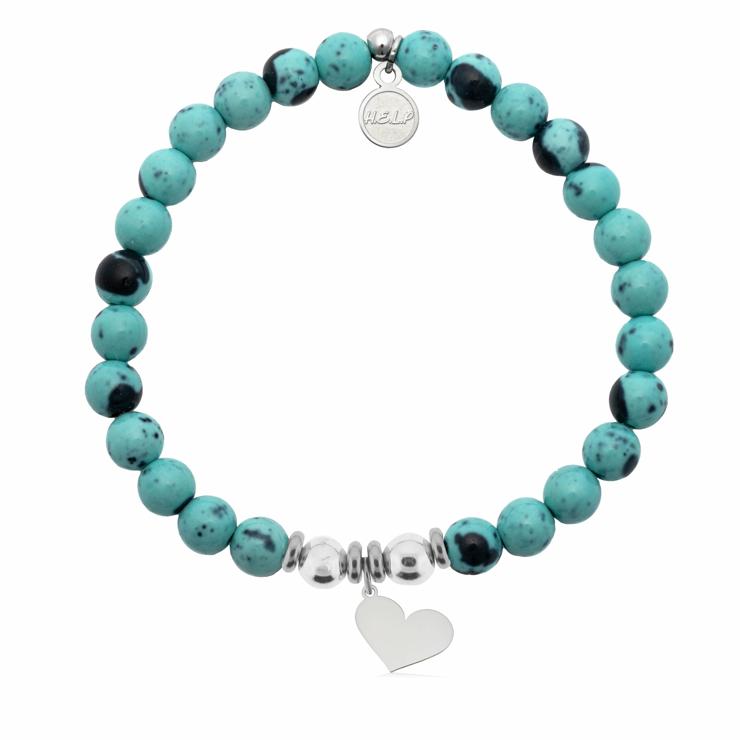 Heart Cutout Charm with Blue Zebra Jade Charity Bracelet