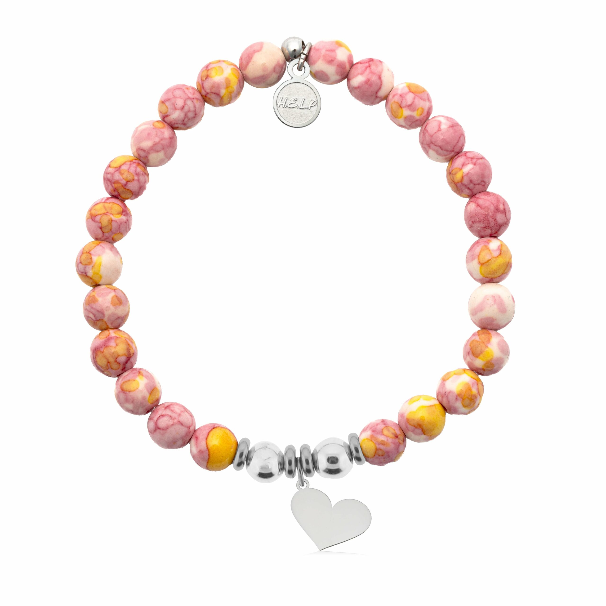 Heart Cutout Charm with Lemonade Jade Charity Bracelet