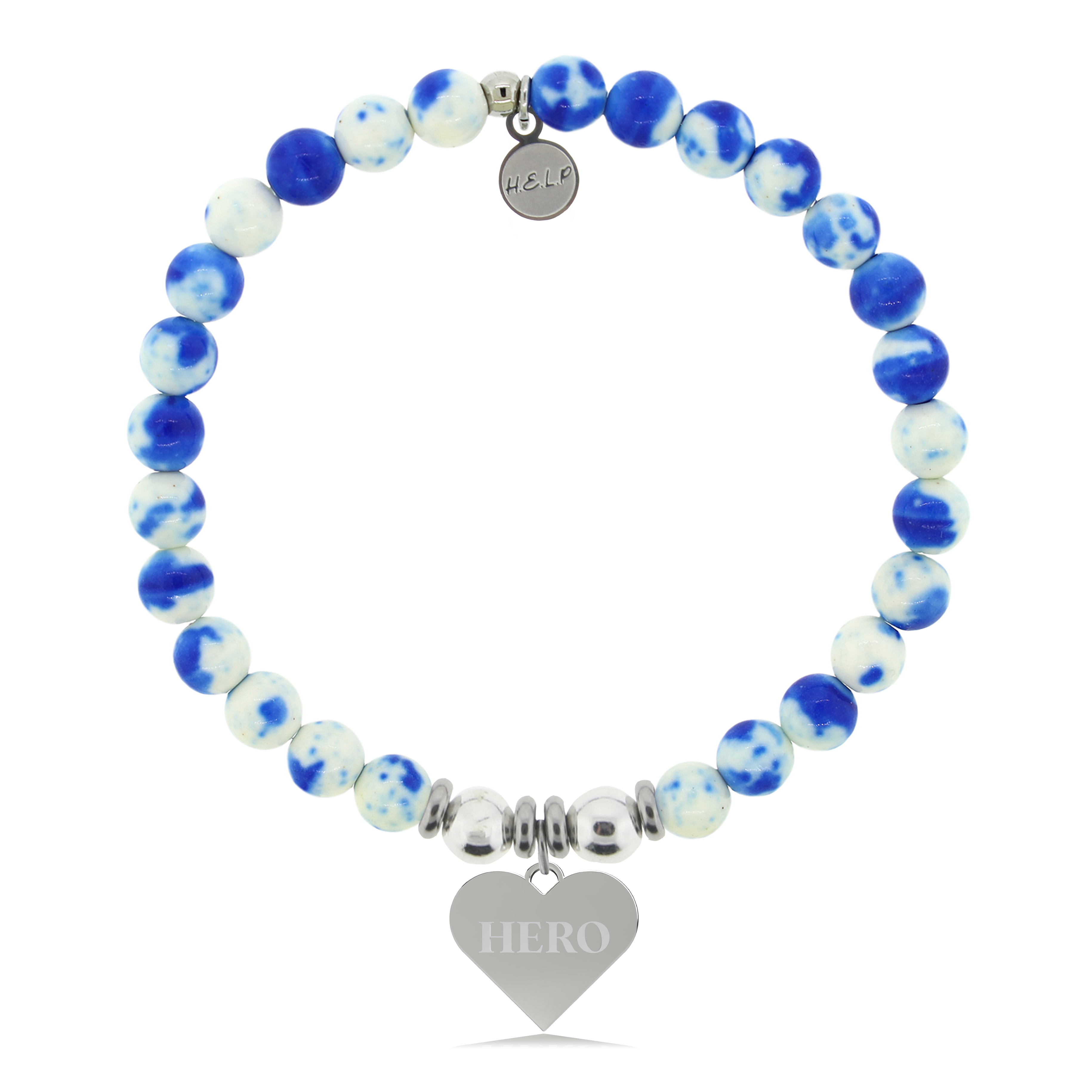 Hero Charm with Blue and White Jade Charity Bracelet