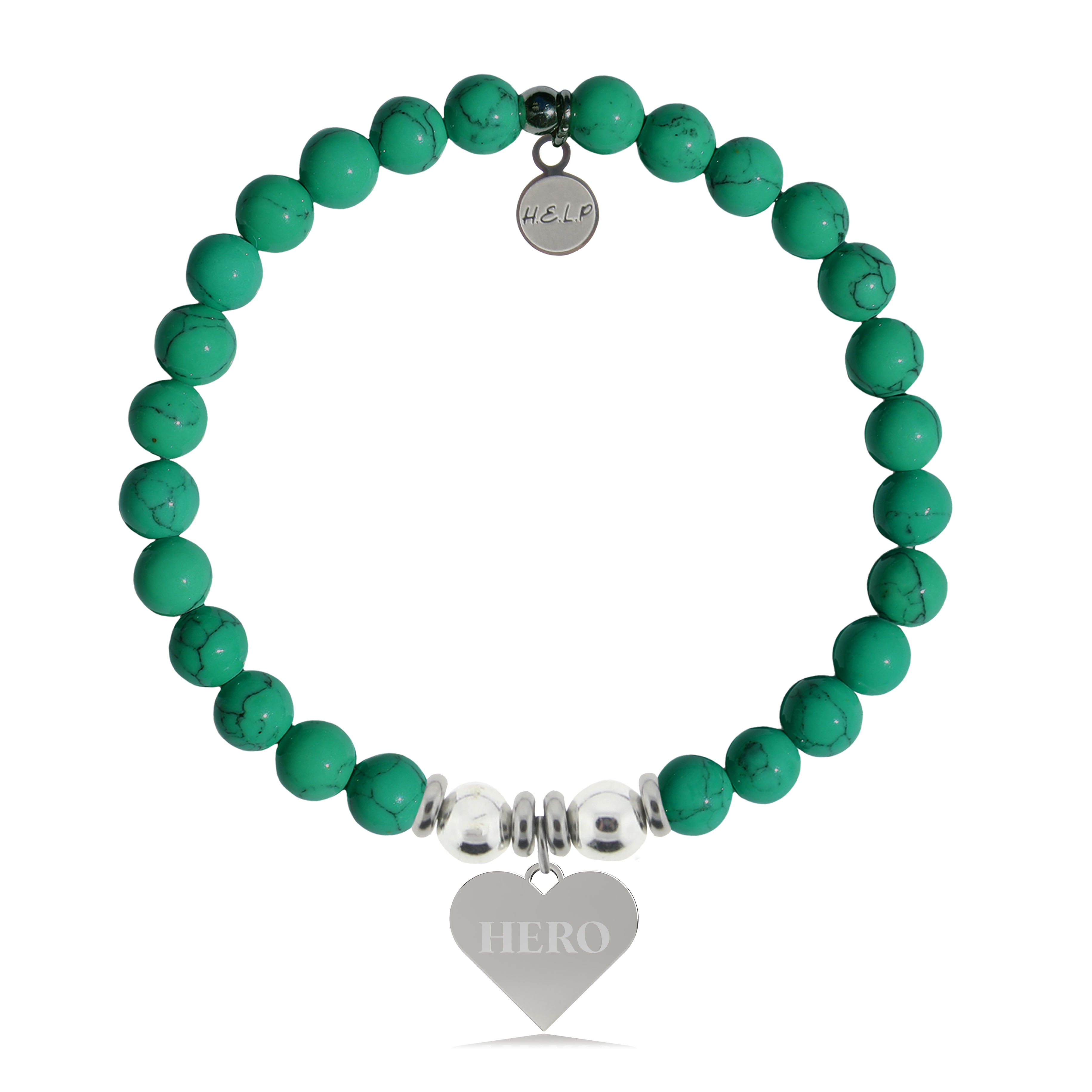 Hero Charm with Green Howlite Charity Bracelet