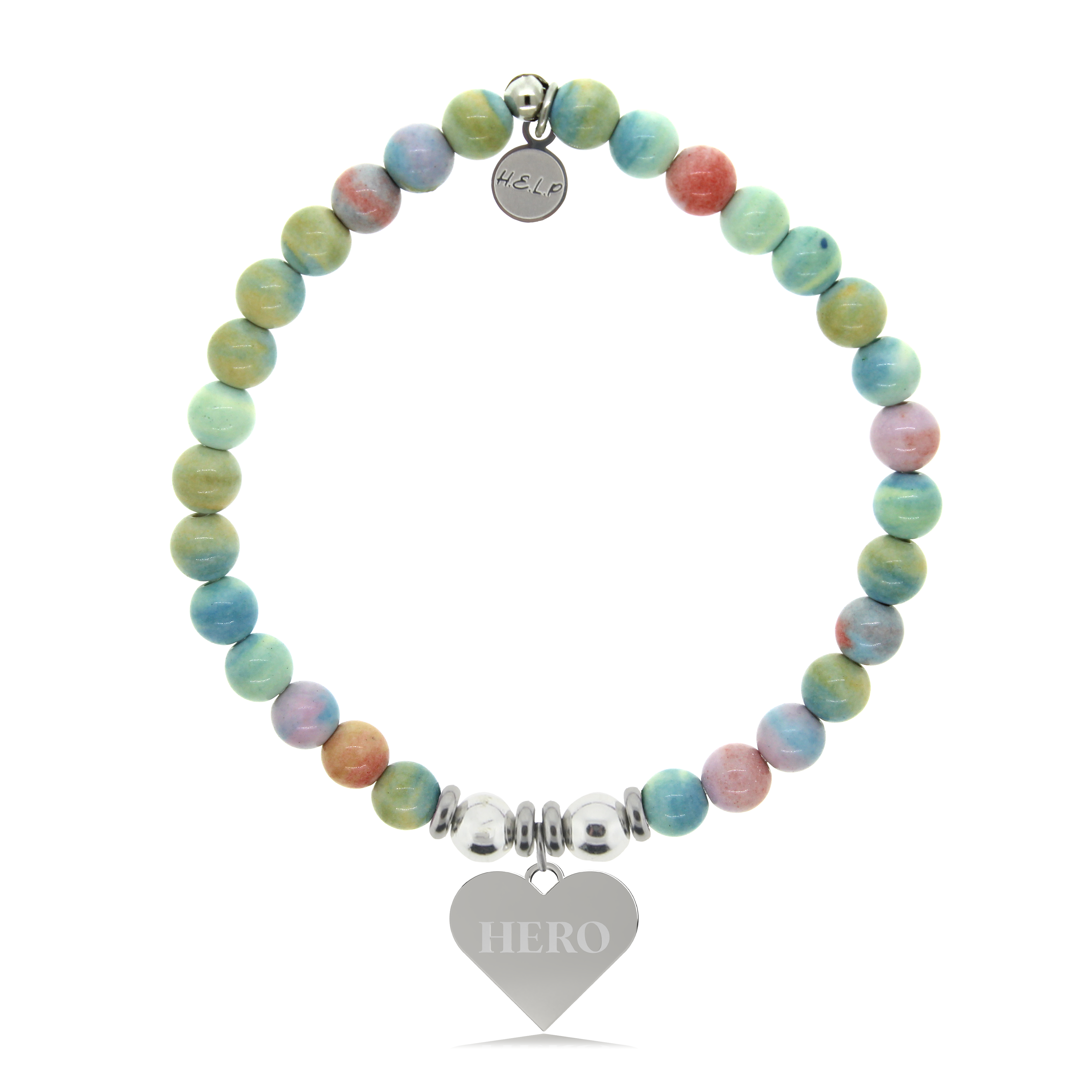 Hero Charm with Pastel Magnesite Charity Bracelet