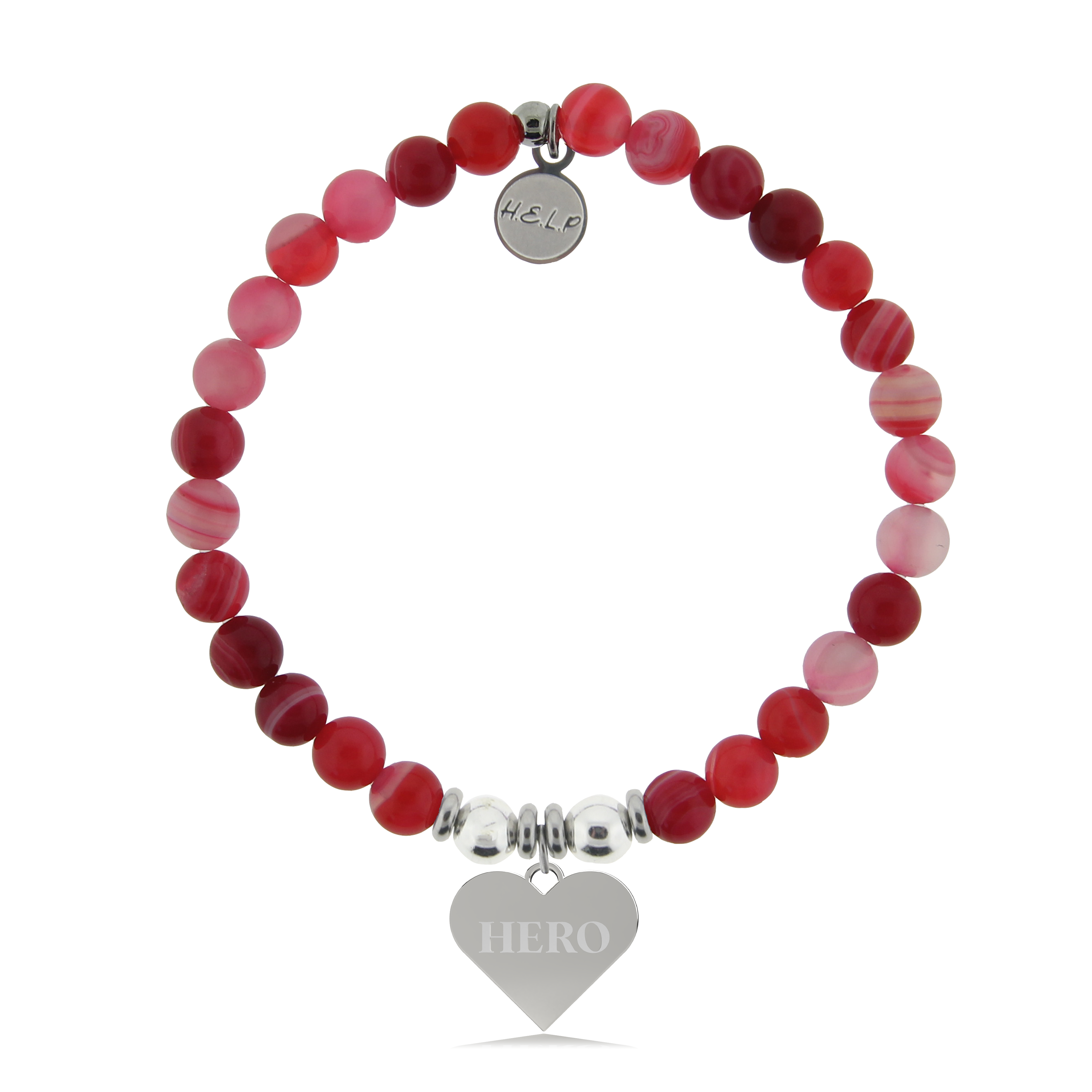 Hero Charm with Red Stripe Agate Charity Bracelet