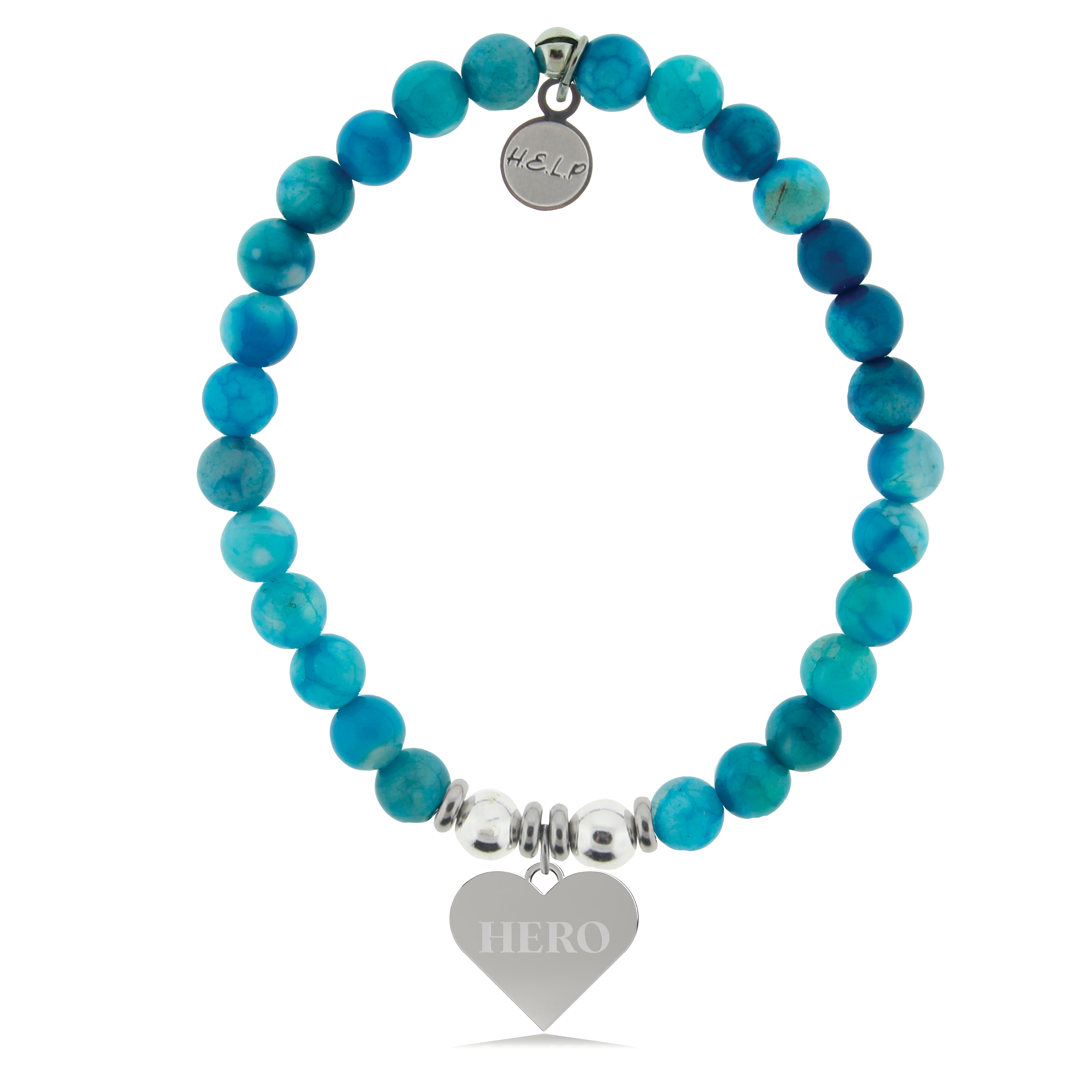 Hero Charm with Tropic Blue Agate Charity Bracelet