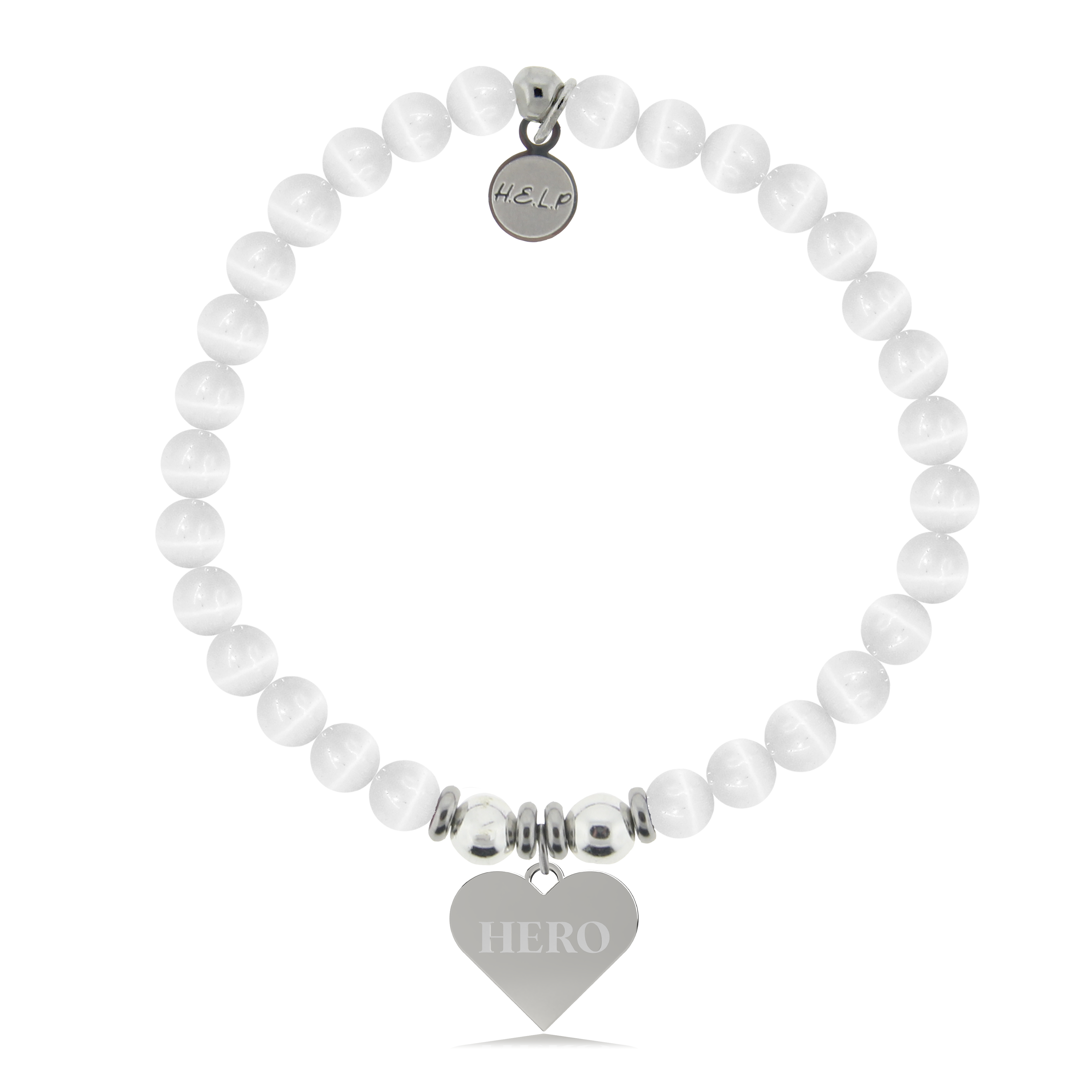 Hero Charm with White Cats Eye Charity Bracelet