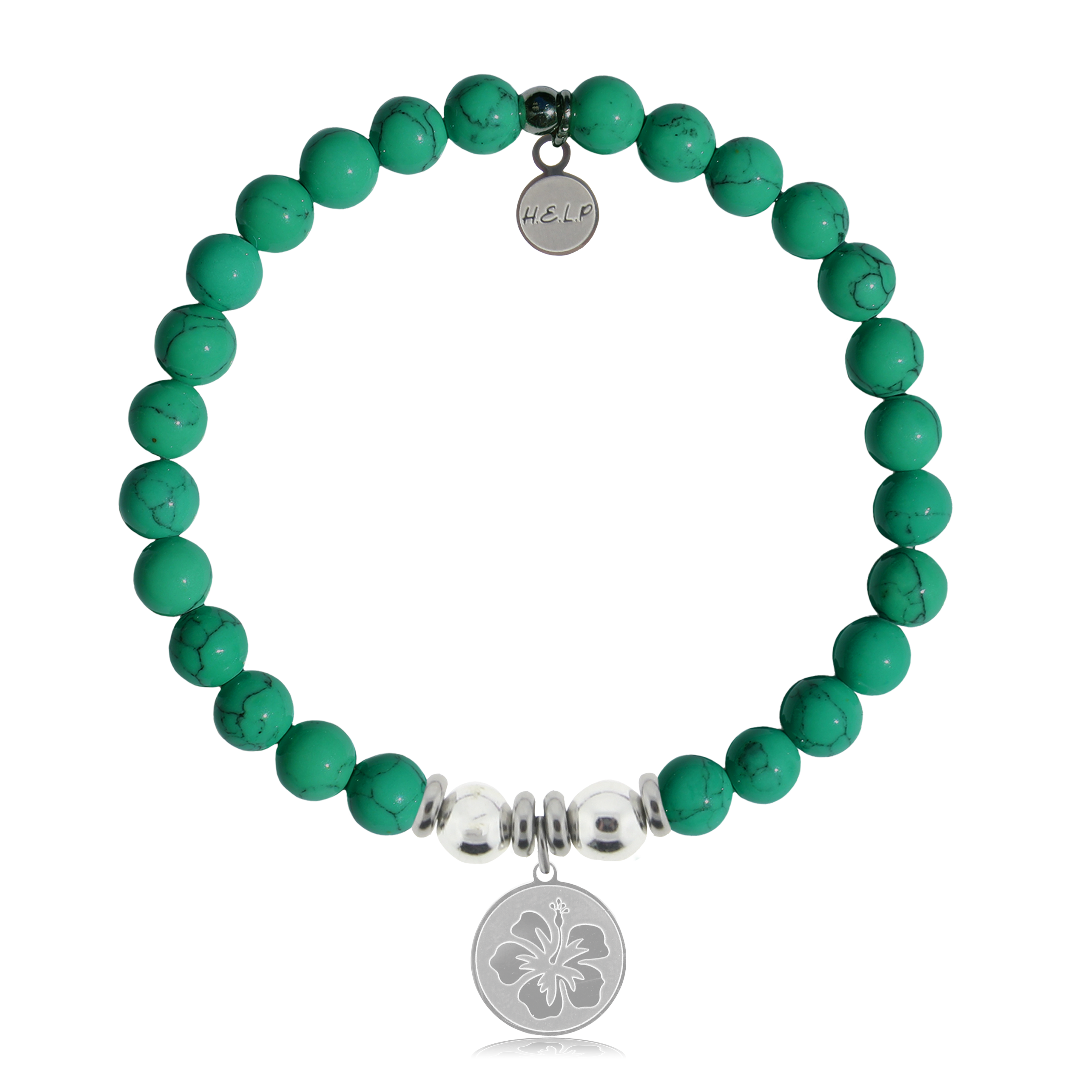 Hibiscus Charm with Green Howlite Charity Bracelet