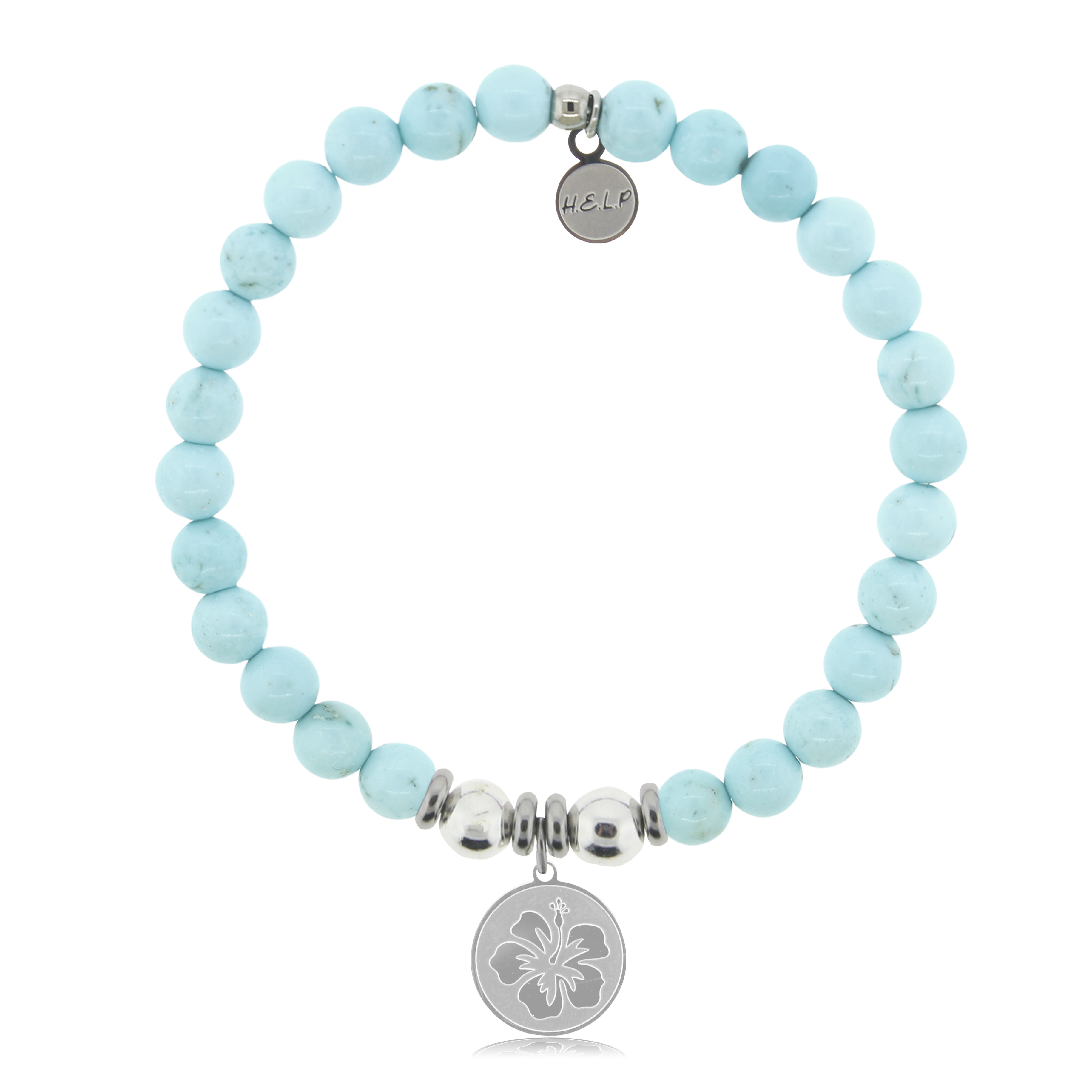 Hibiscus Charm with Larimar Magnesite Charity Bracelet