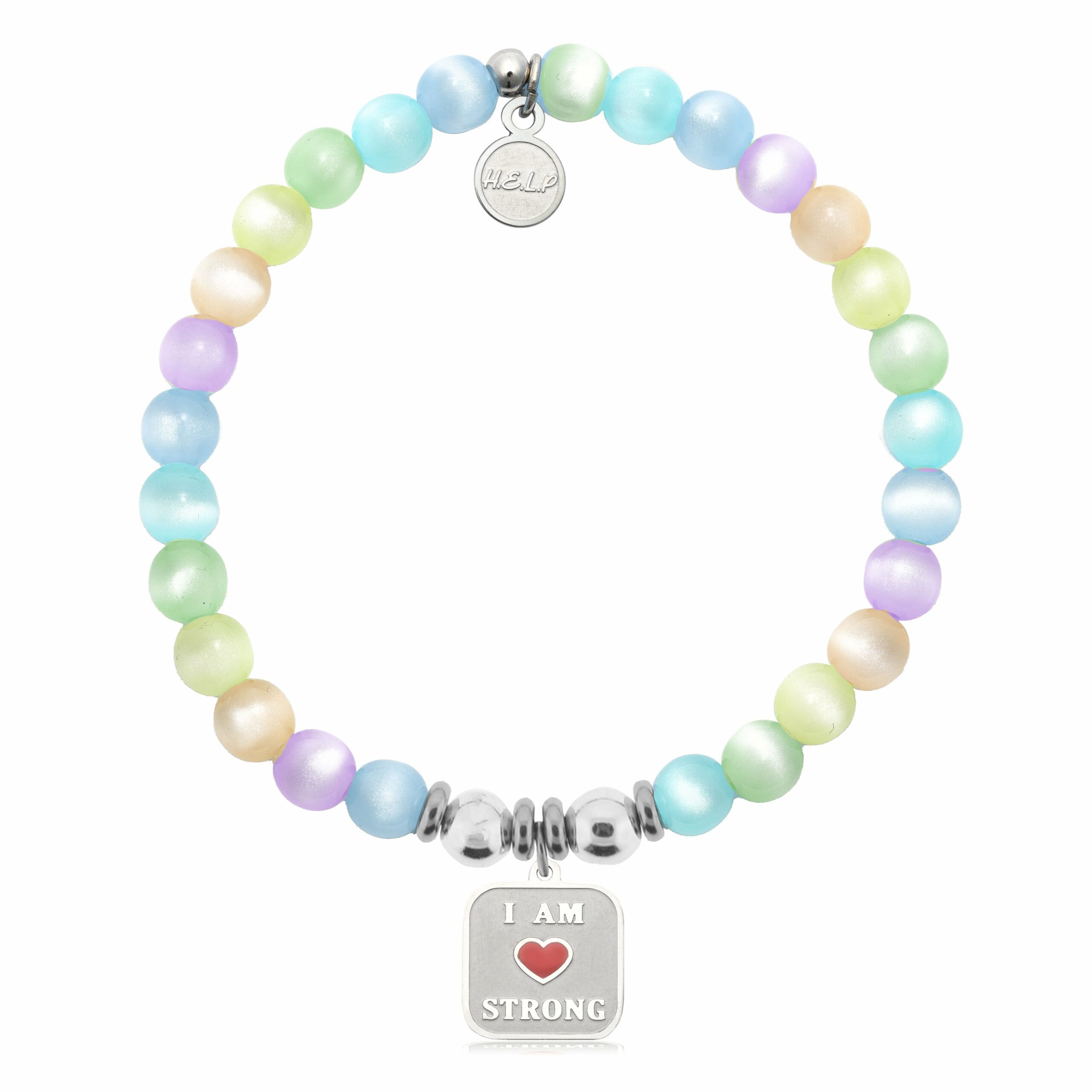 I am Strong Charm with Multi Selenite Charity Bracelet