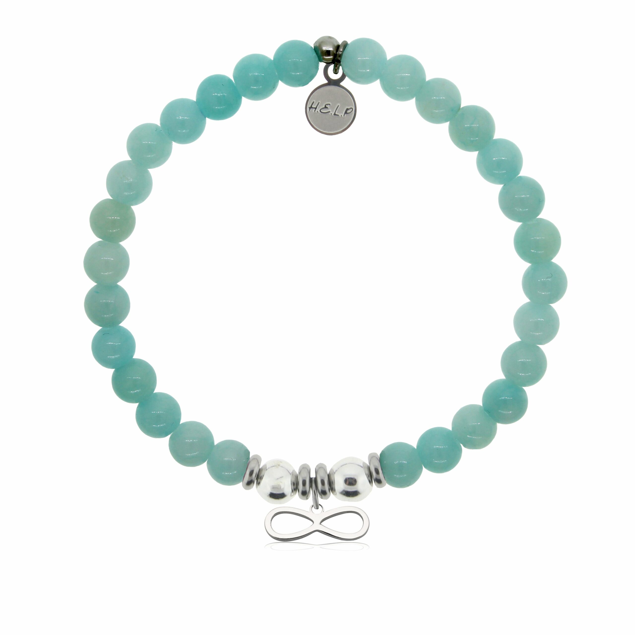 Infinity Charm with Baby Blue Quartz Charity Bracelet