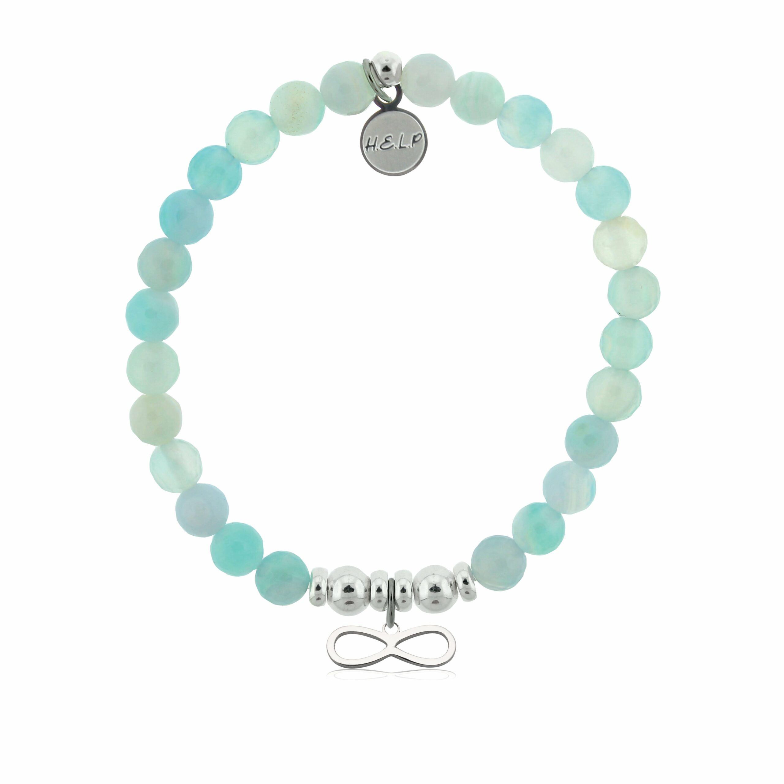 Infinity Charm with Light Blue Agate Charity Bracelet