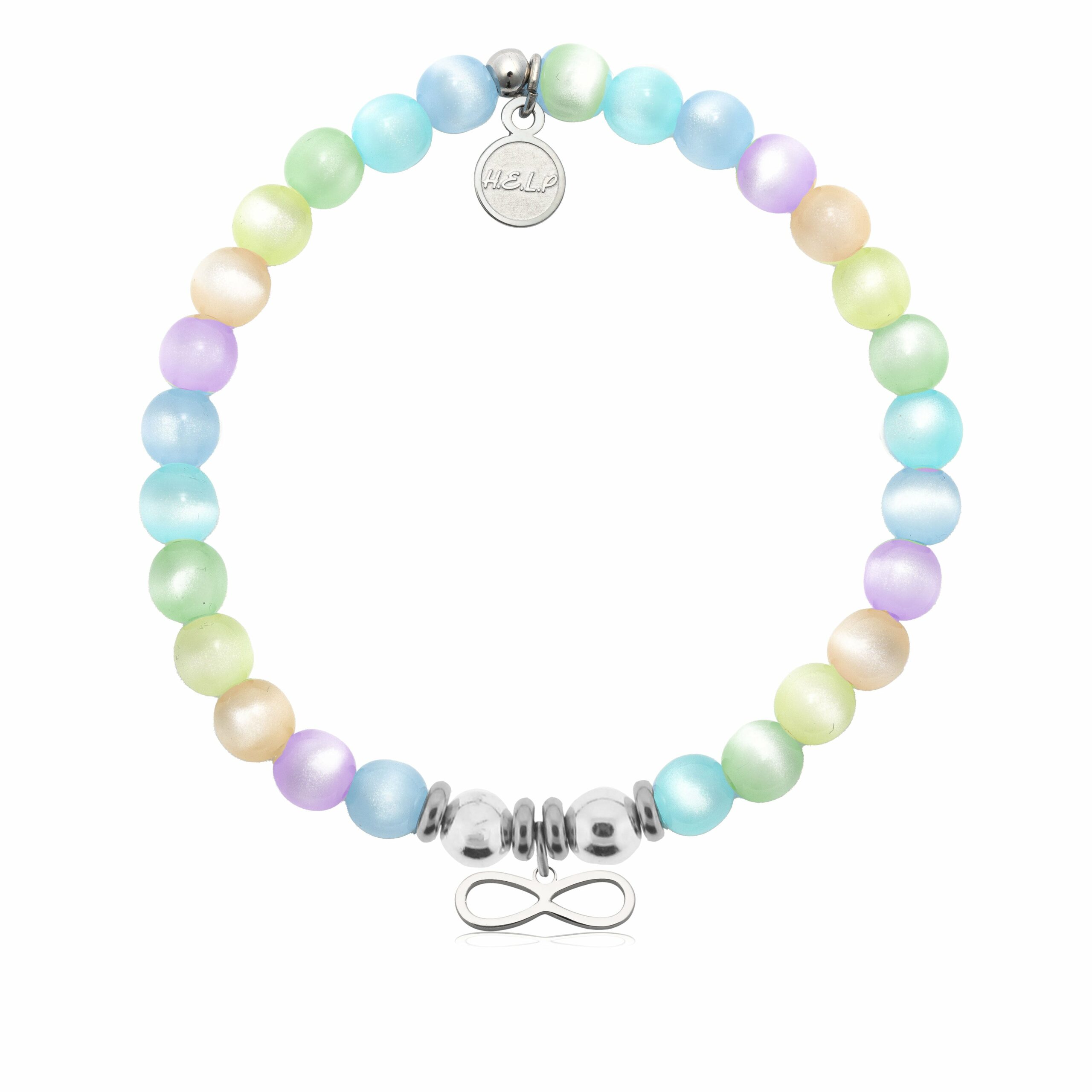 Infinity Charm with Multi Selenite Charity Bracelet