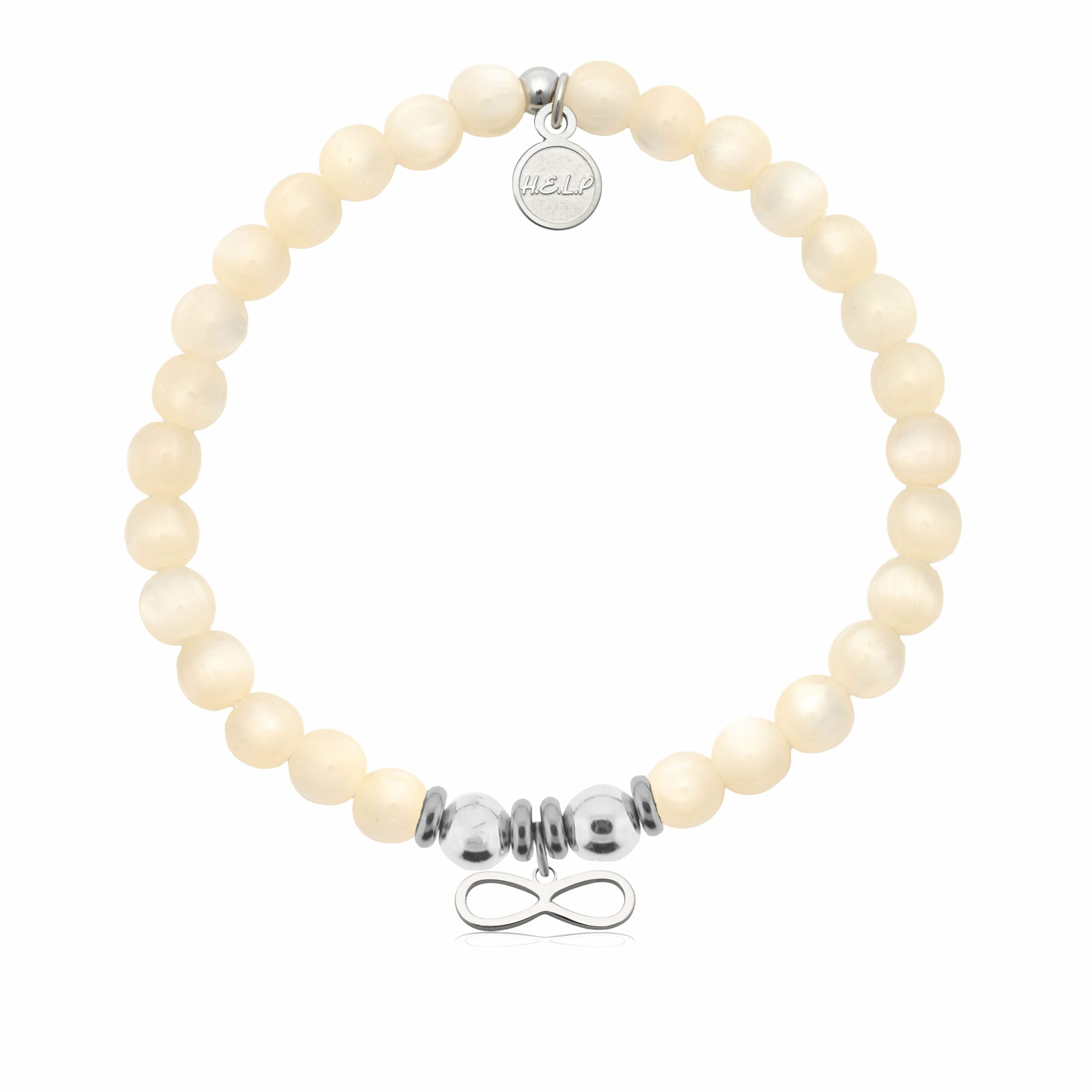 Infinity Charm with Natural Selenite Charity Bracelet