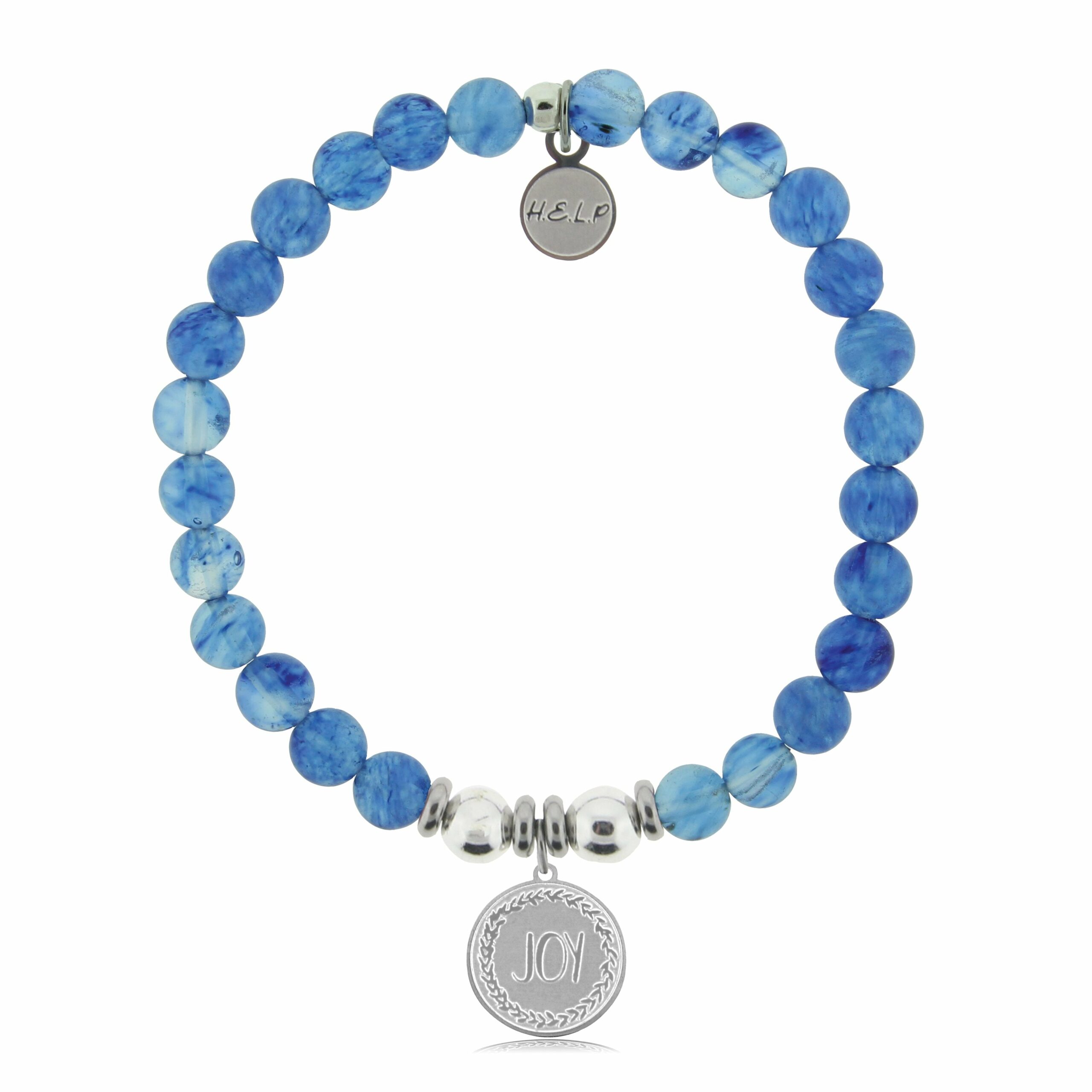 Joy Charm with Blueberry Quartz Beads Charity Bracelet