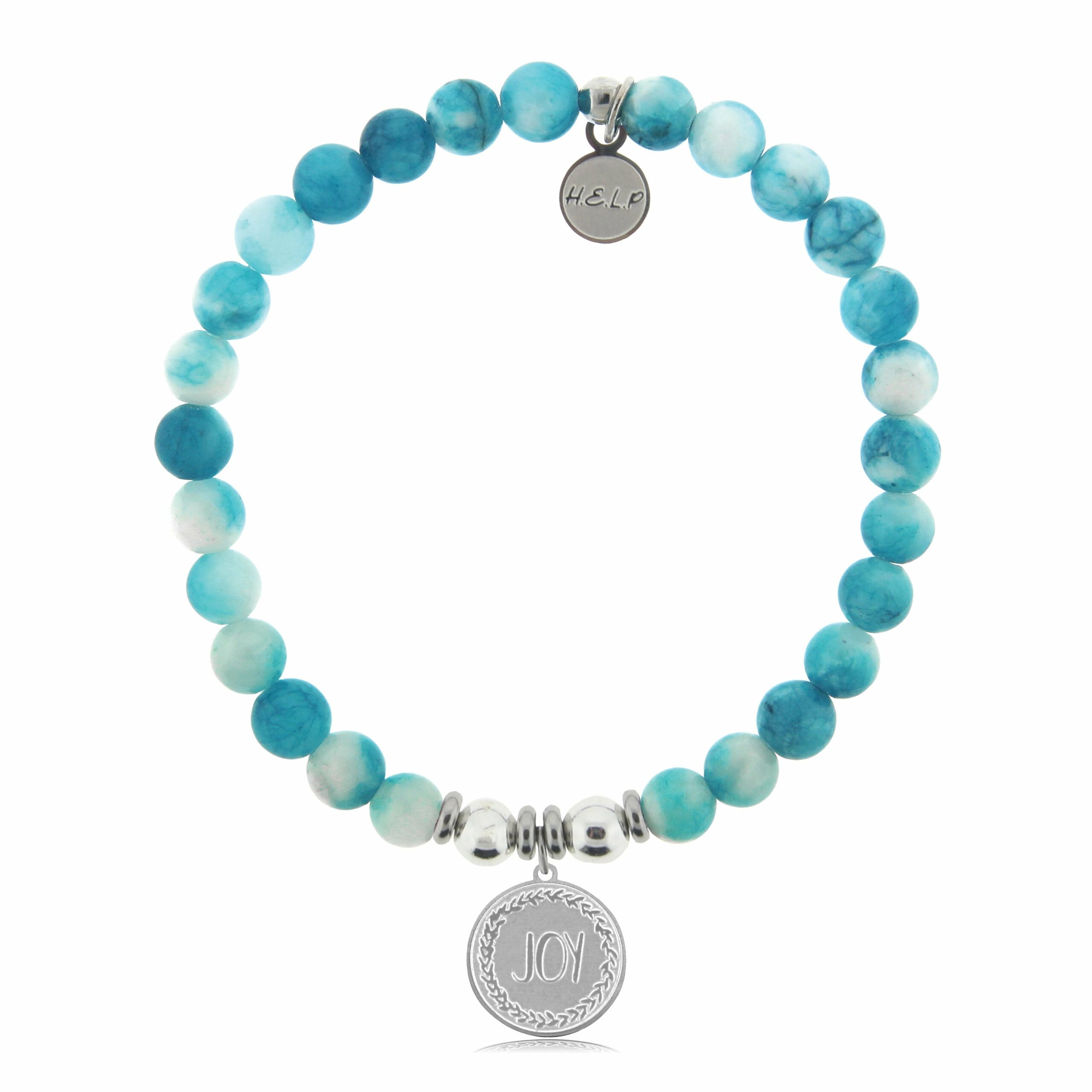 Joy Charm with Cloud Blue Agate Beads Charity Bracelet