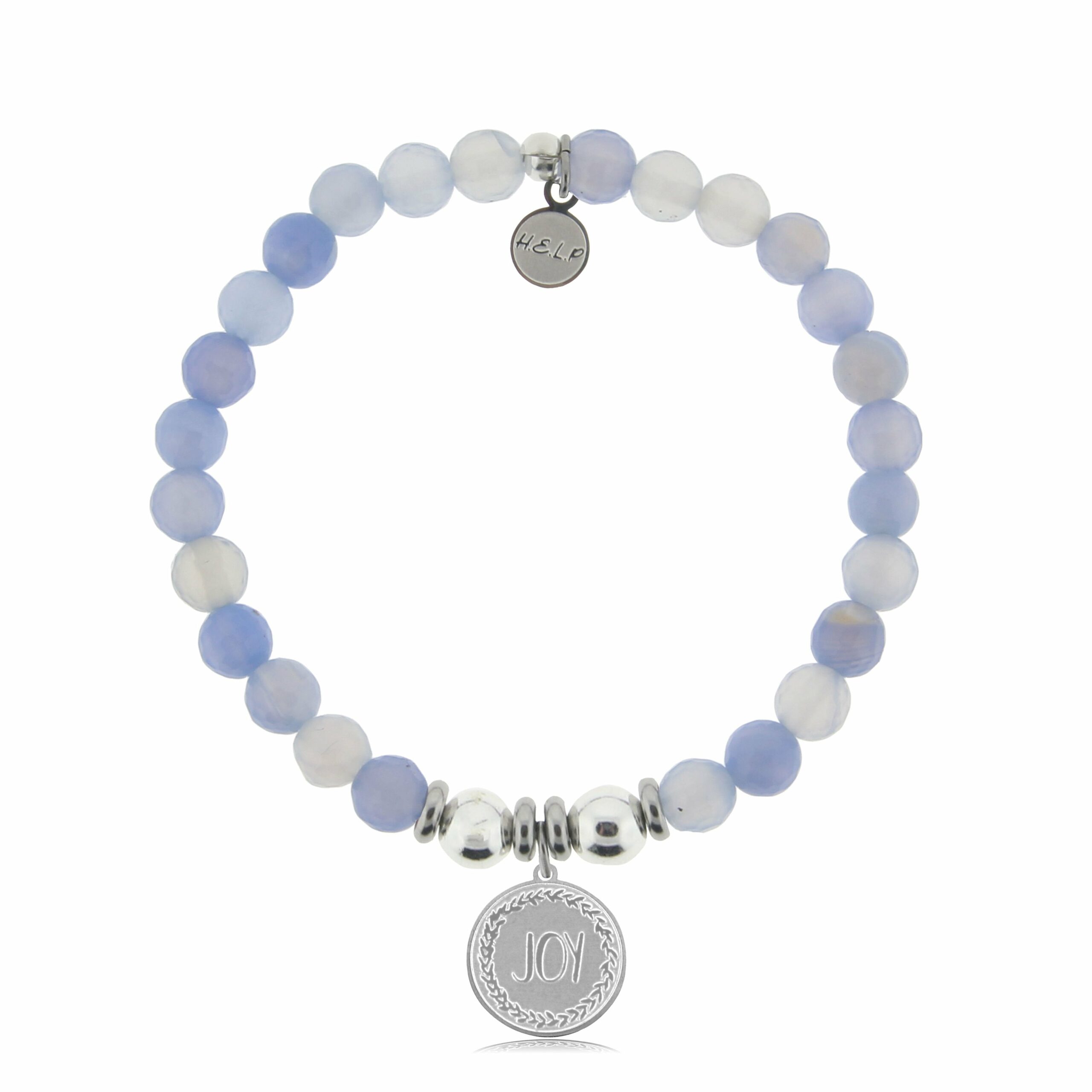 Joy Charm with Sky Blue Agate Beads Charity Bracelet