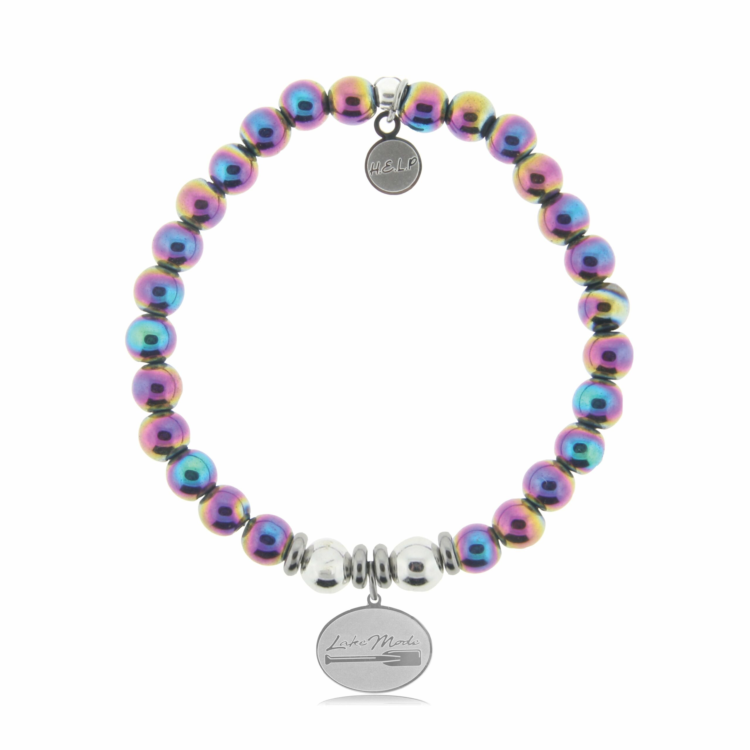 Lake Mode Charm with Rainbow Hematite Beads Charity Bracelet