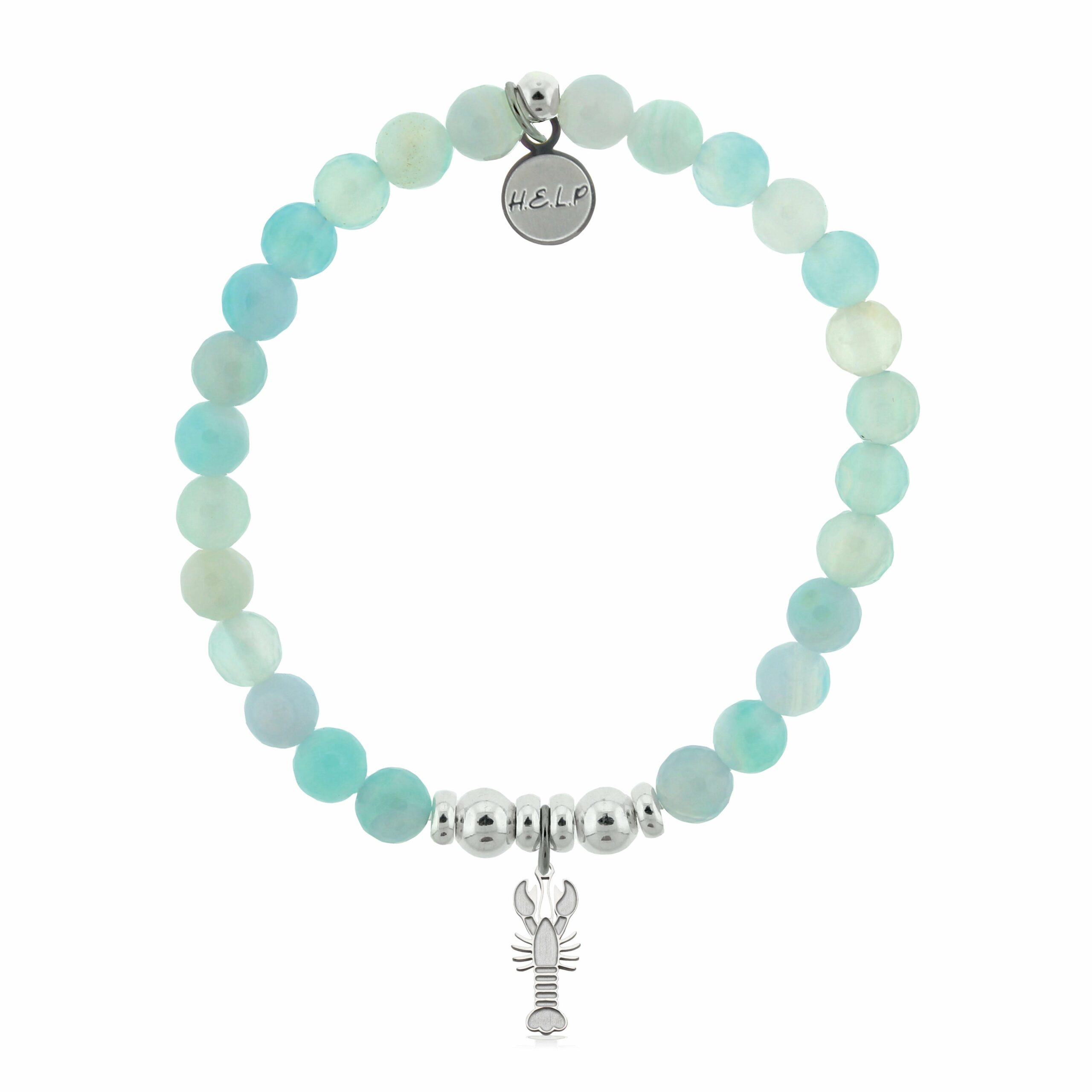 Lobster Charm with Light Blue Agate Charity Bracelet