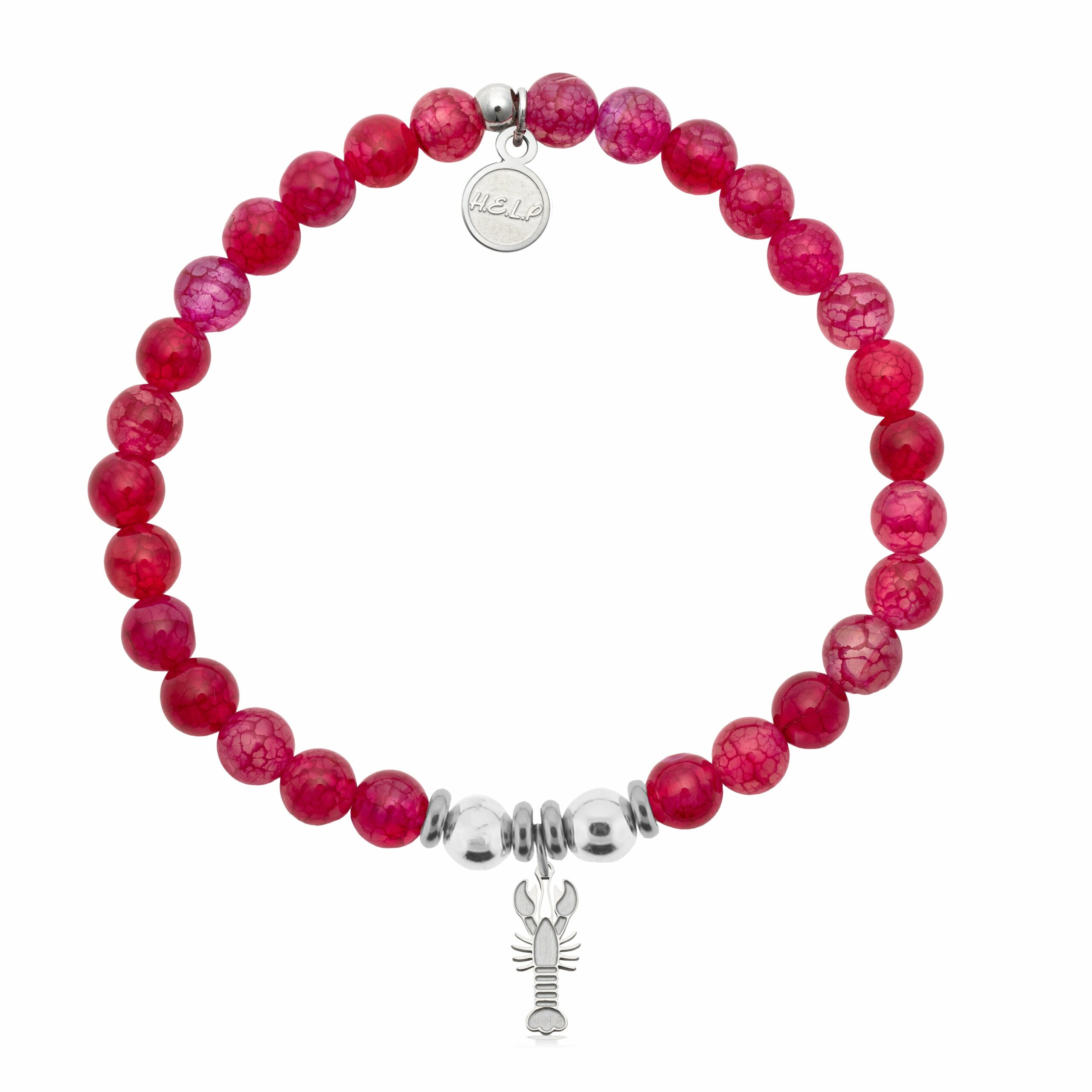 Lobster Charm with Red Fire Agate Charity Bracelet