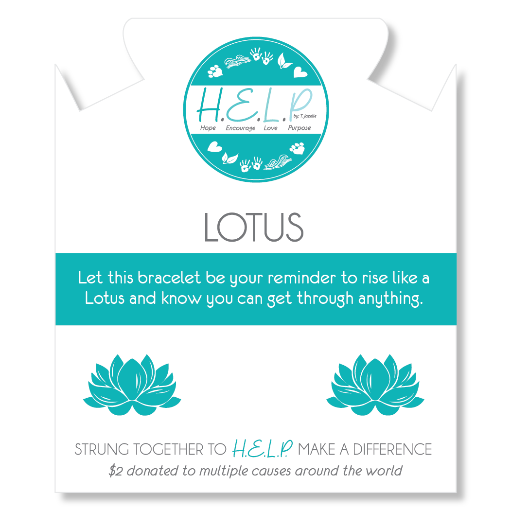 Lotus Charm with Aqua Cats Eye Charity Bracelet