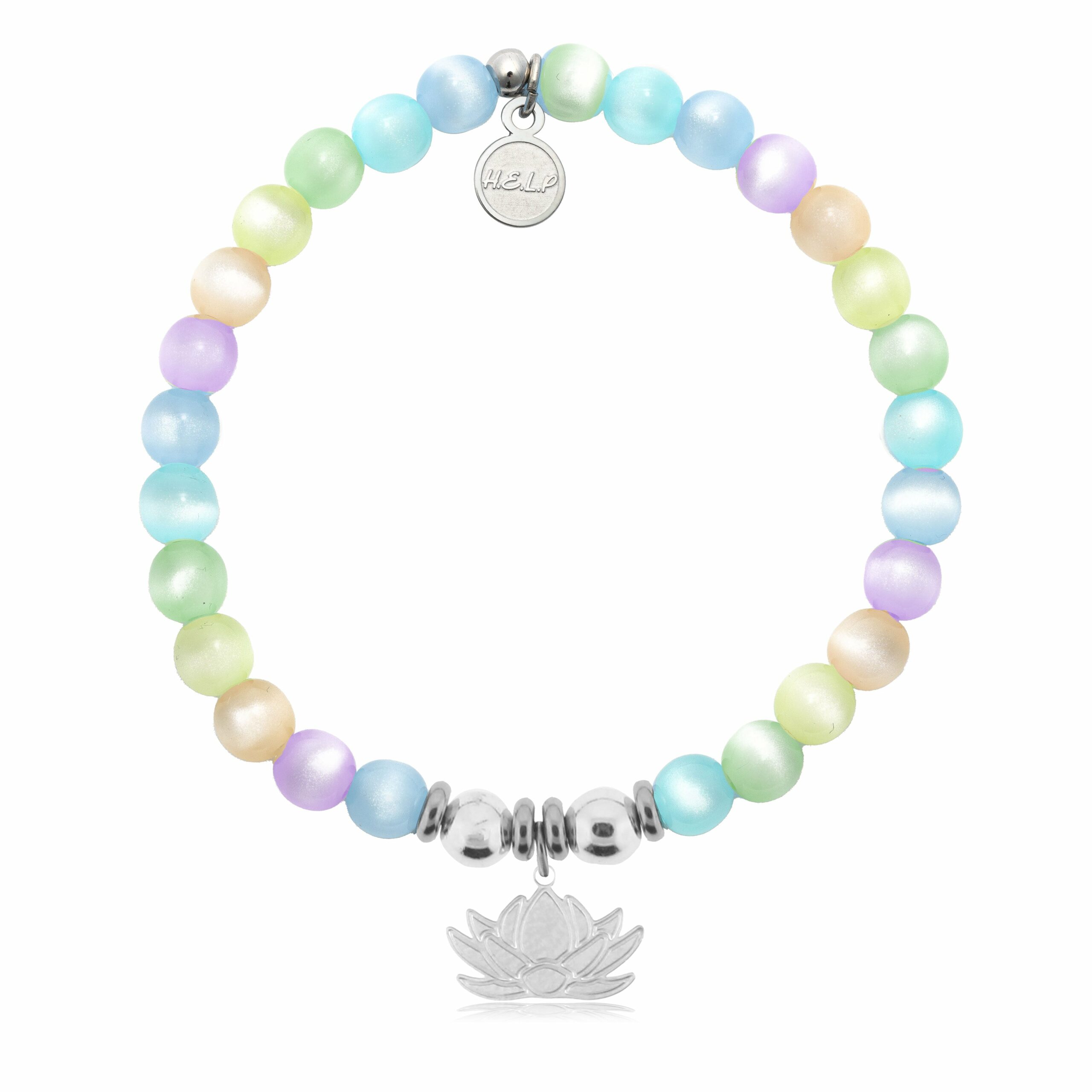 Lotus Charm with Multi Selenite Charity Bracelet