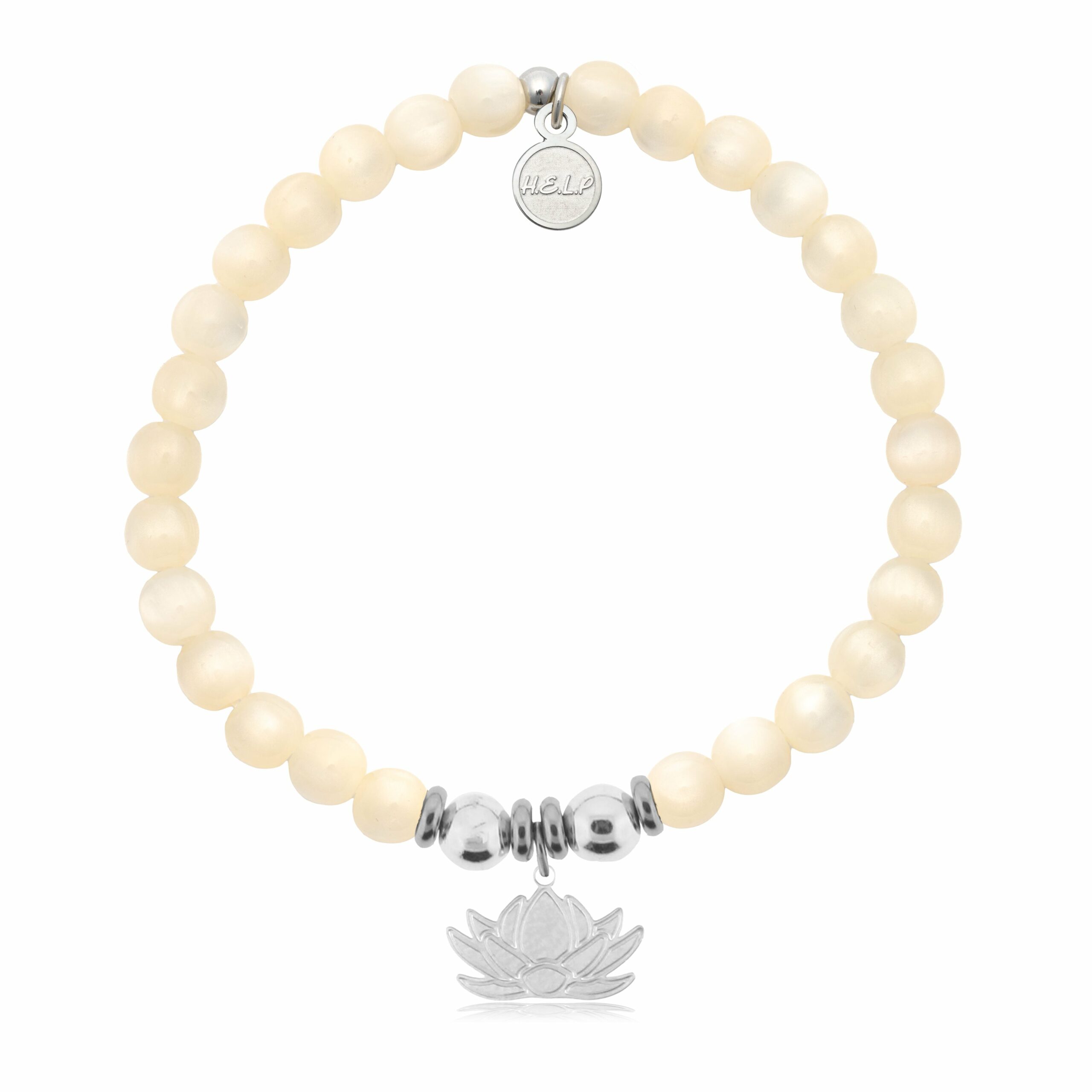 Lotus Charm with Natural Selenite Charity Bracelet