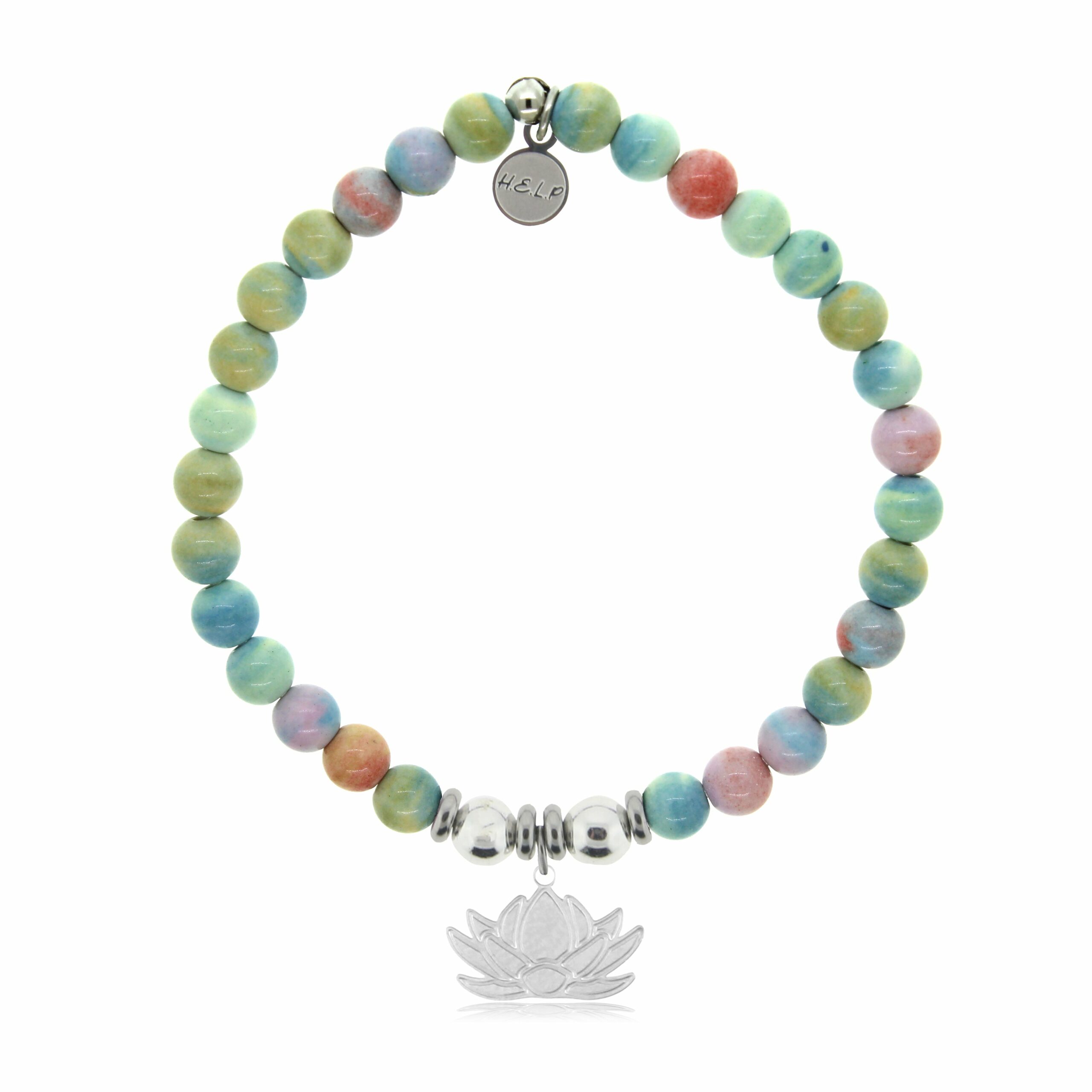 Lotus Charm with Pastel Magnesite Charity Bracelet