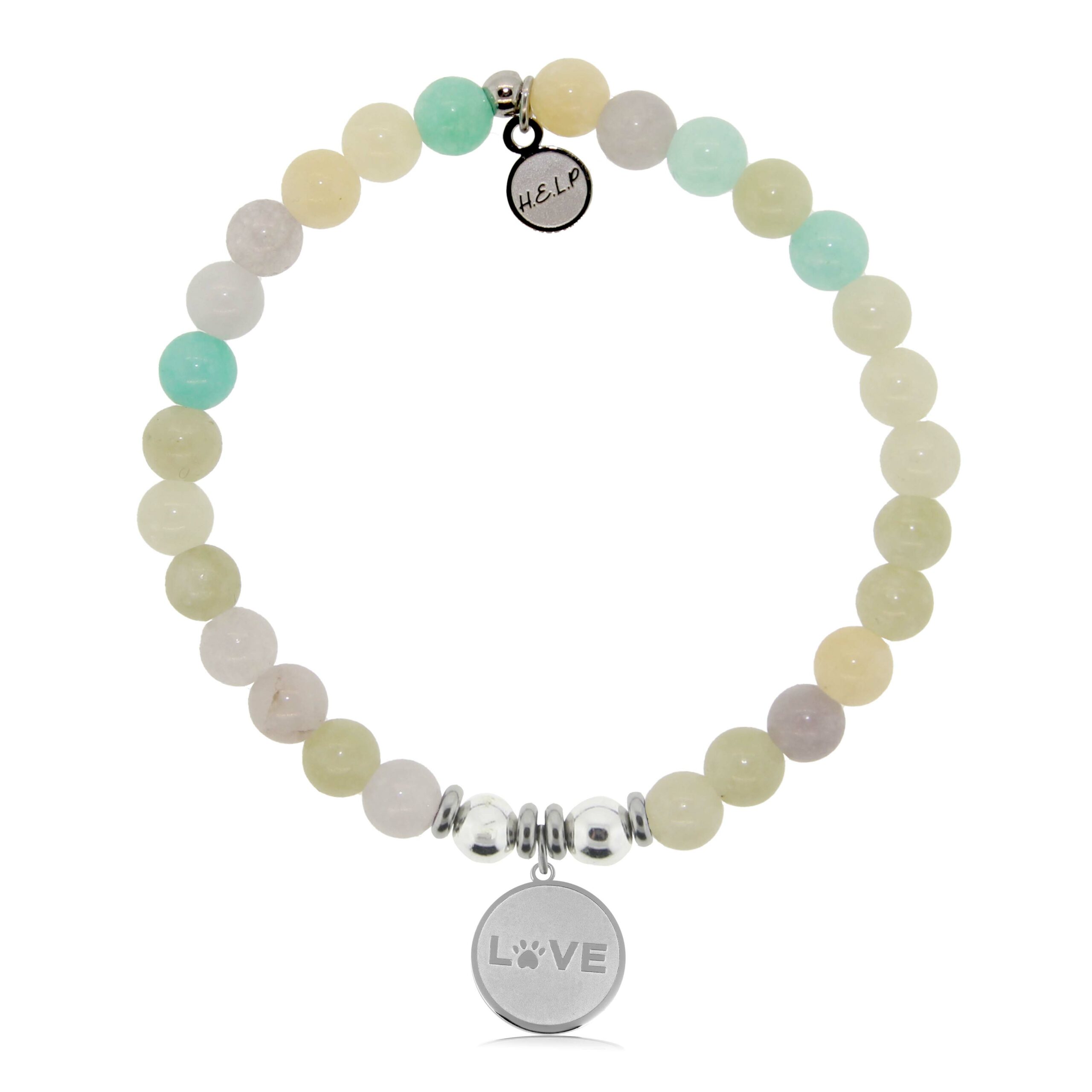 Love Paw Charm with Green Yellow Jade Charity Bracelet