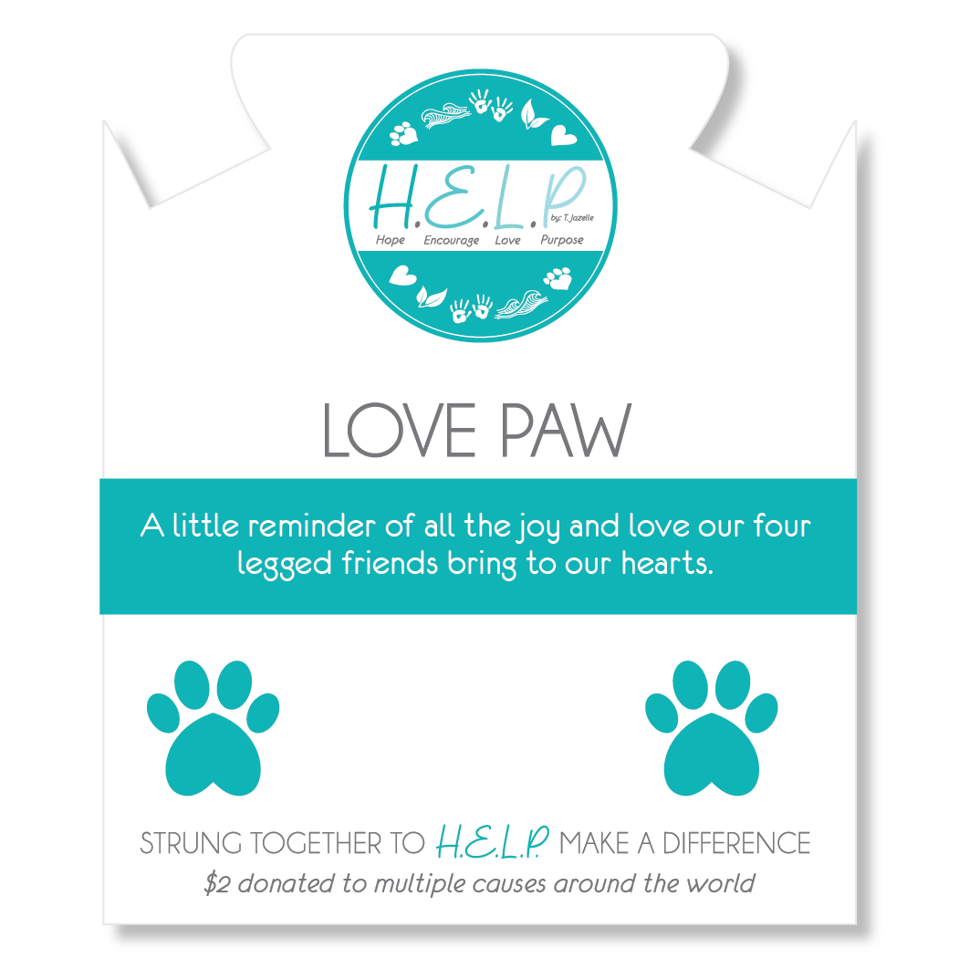 Love Paw Charm with Light Blue Agate Charity Bracelet