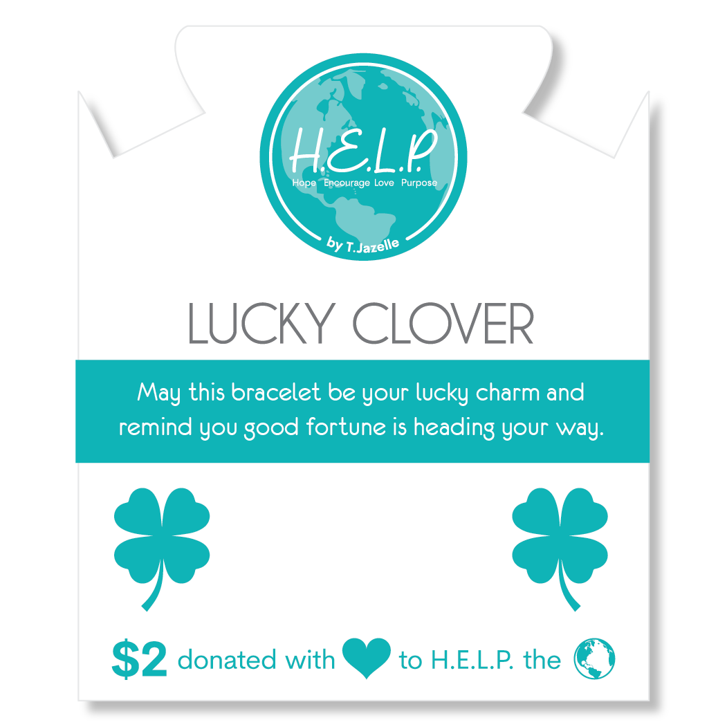 Lucky Clover Charm with Blue Opal Jade Charity Bracelet