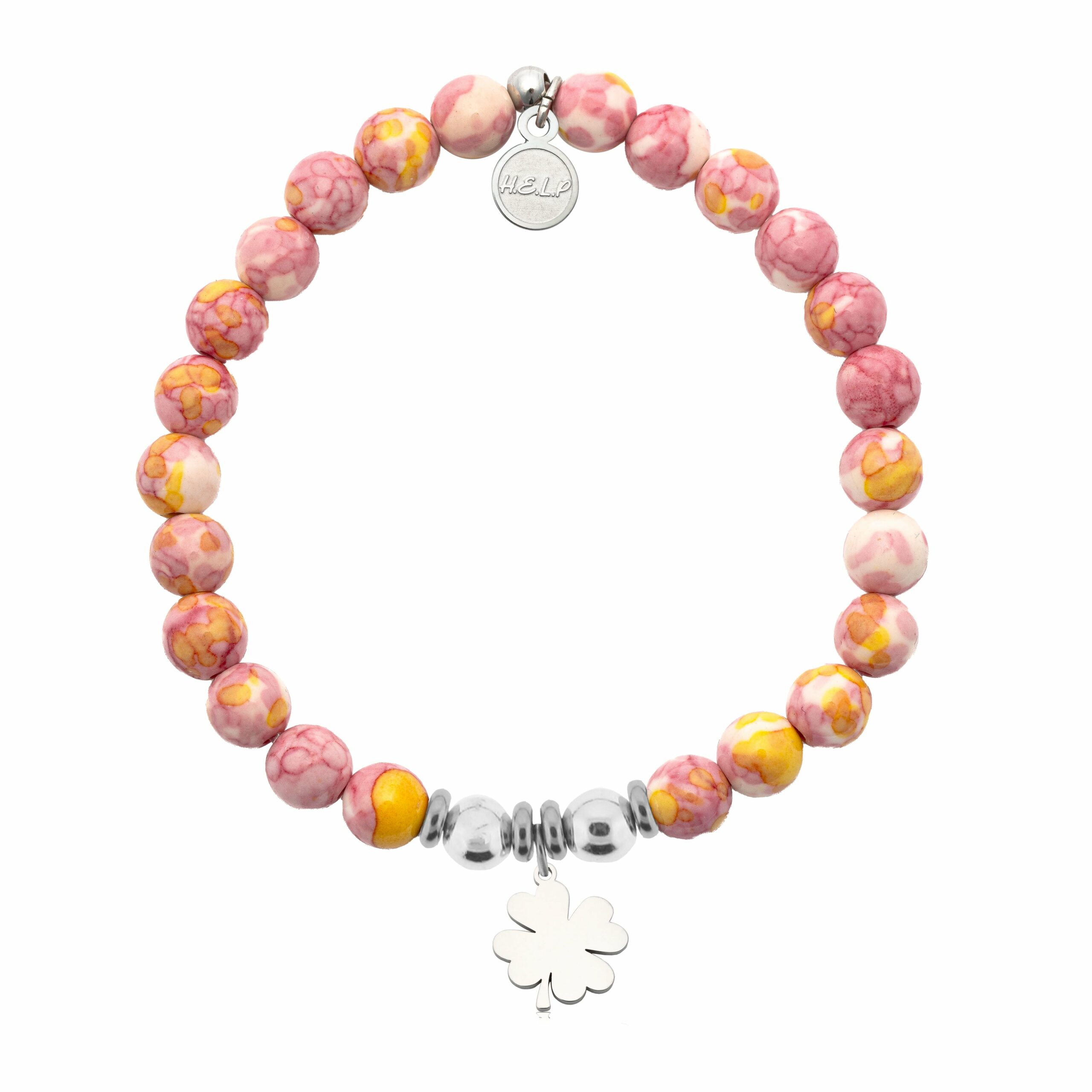 Lucky Clover Charm with Lemonade Jade Charity Bracelet