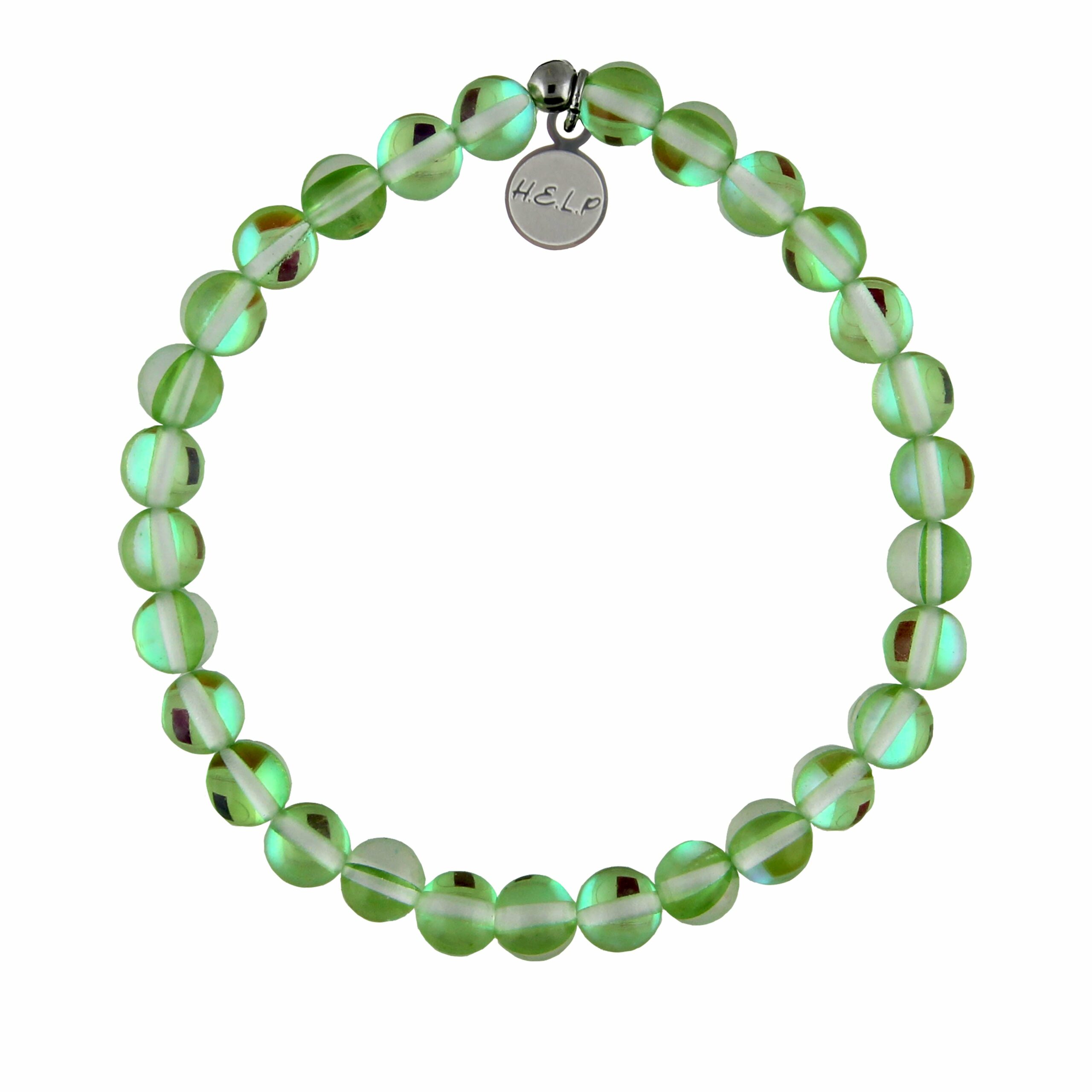 Lucky Stacker Bracelet with Green Opalescent Beads