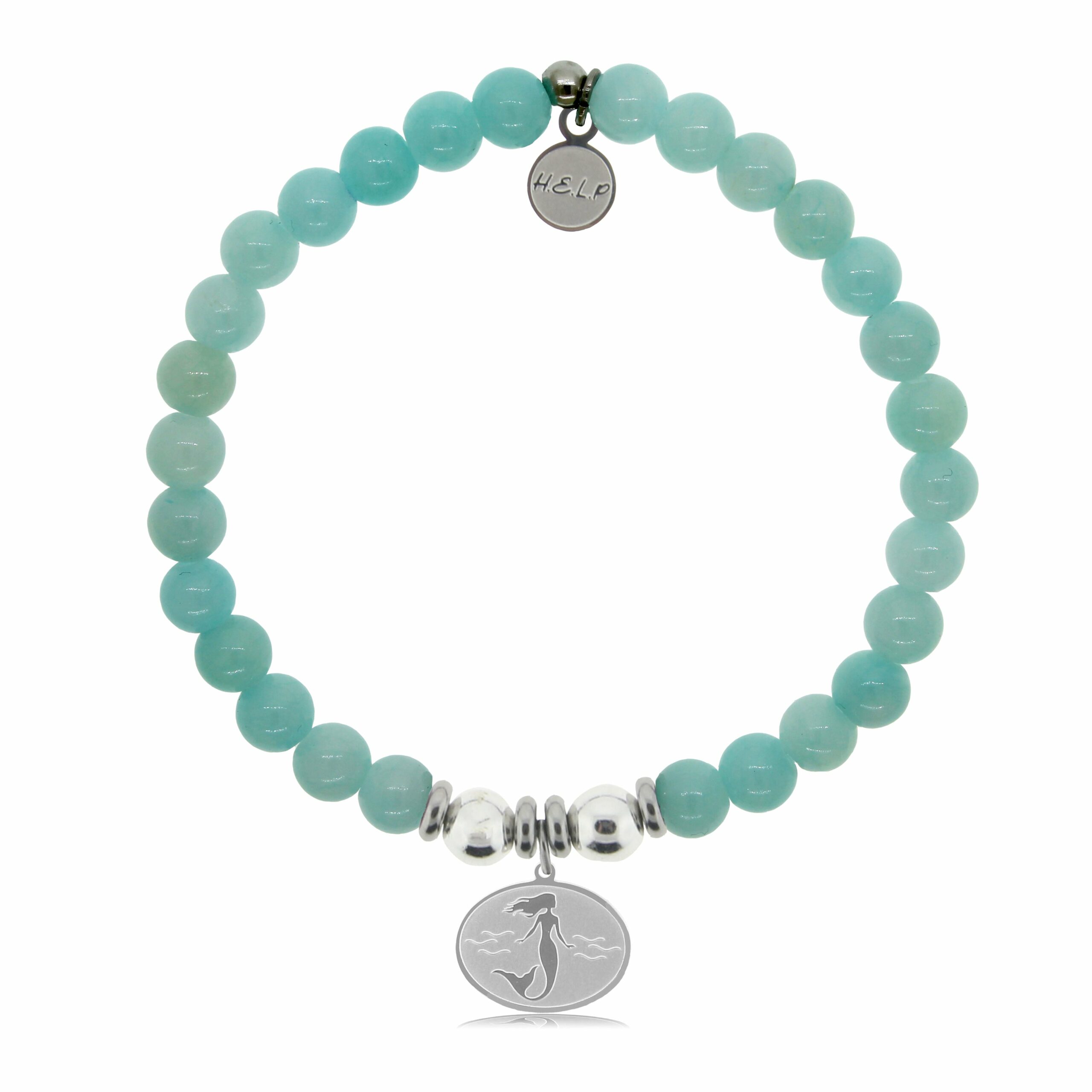 Mermaid Charm with Baby Blue Quartz Jade Charity Bracelet