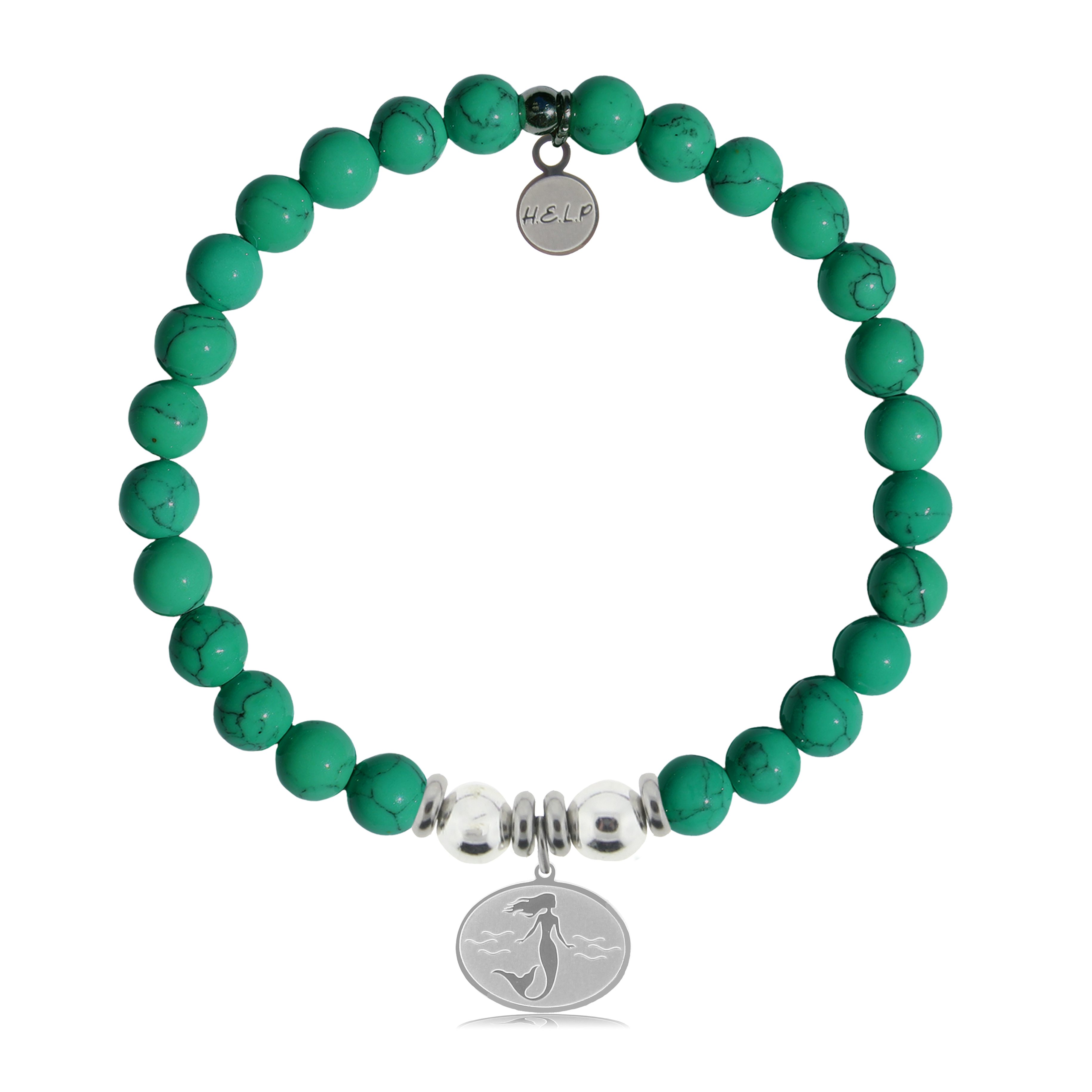 Mermaid Charm with Green Howlite Charity Bracelet