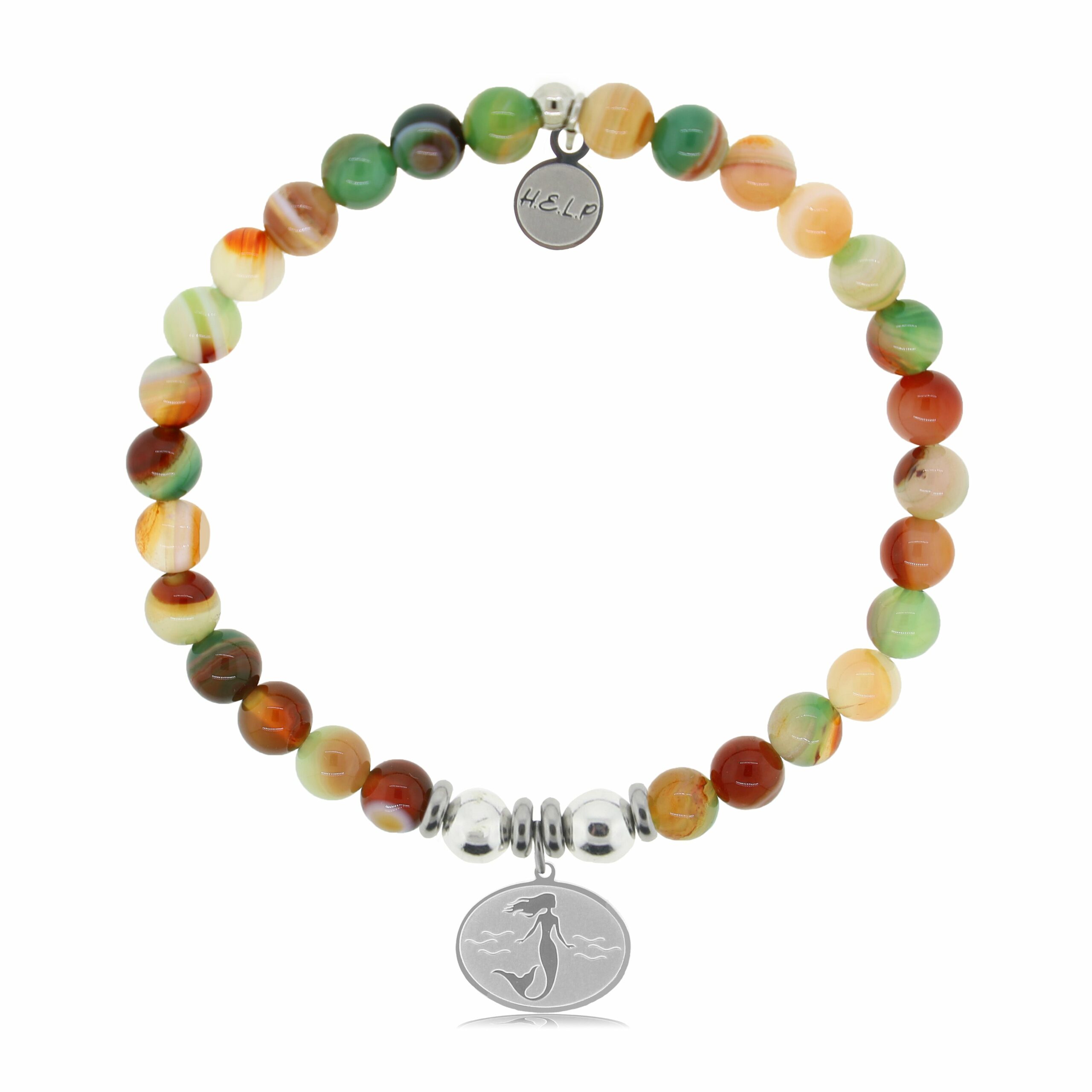 Mermaid Charm with Multi Agate Charity Bracelet