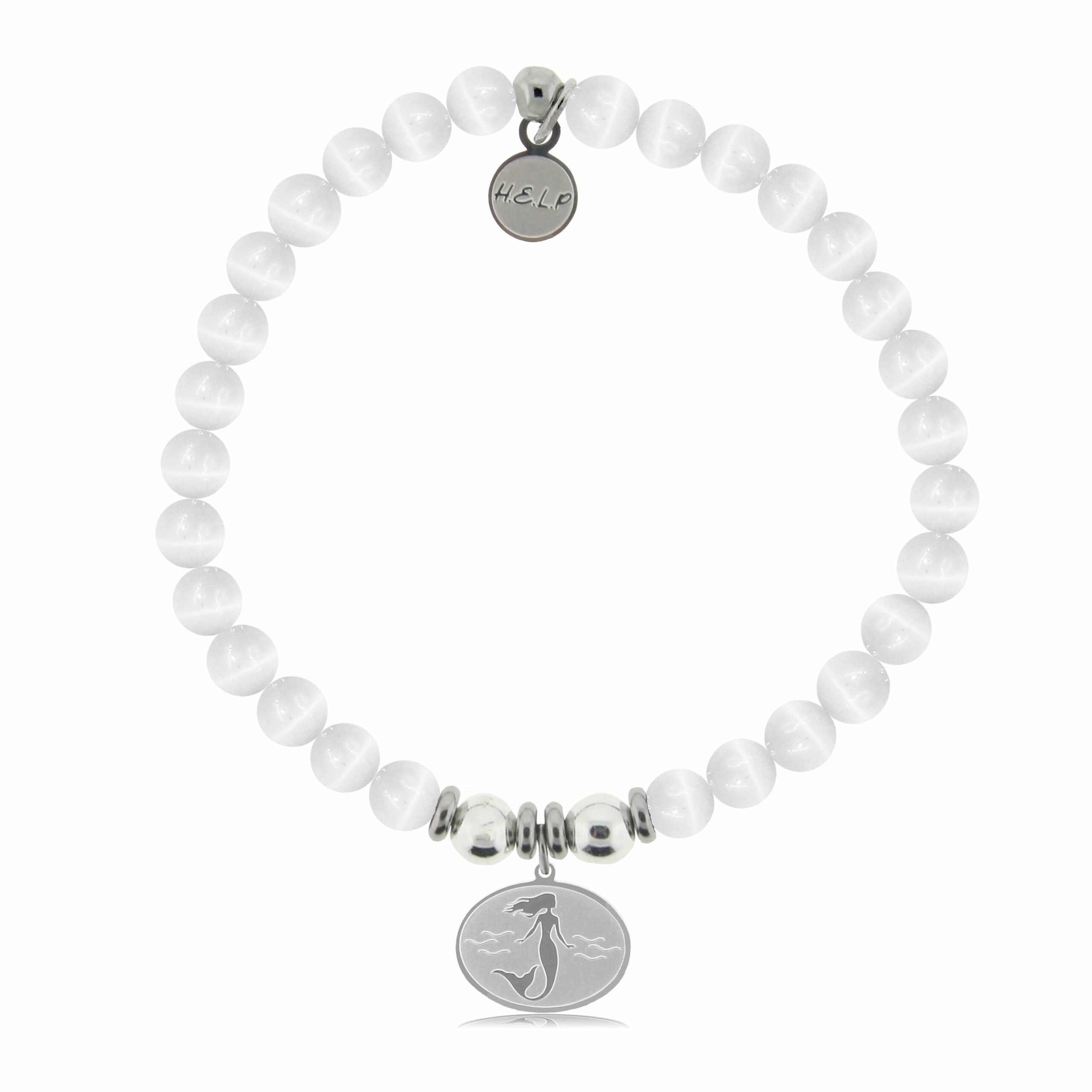 Mermaid Charm with White Cats Eye Charity Bracelet