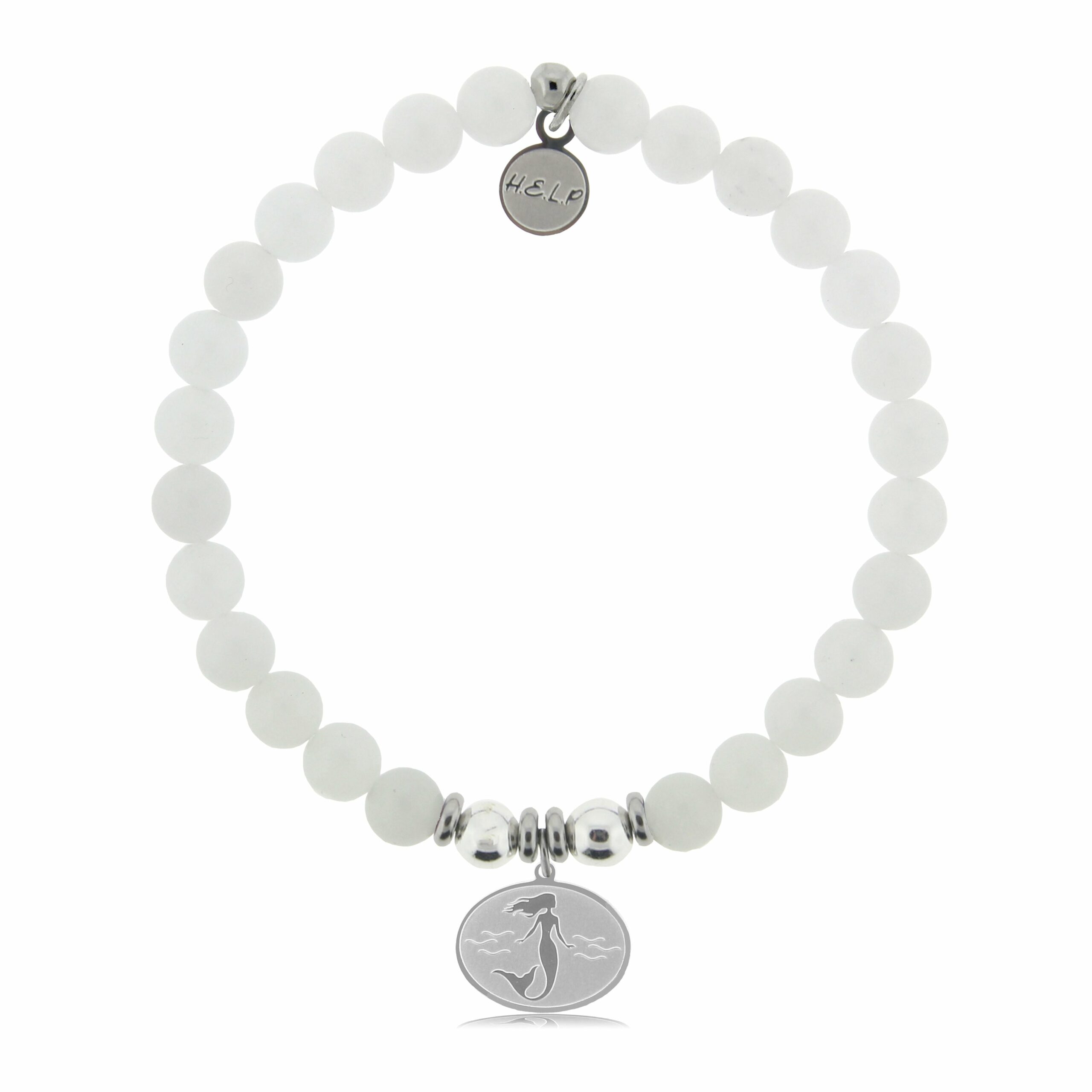 Mermaid Charm with White Jade Charity Bracelet