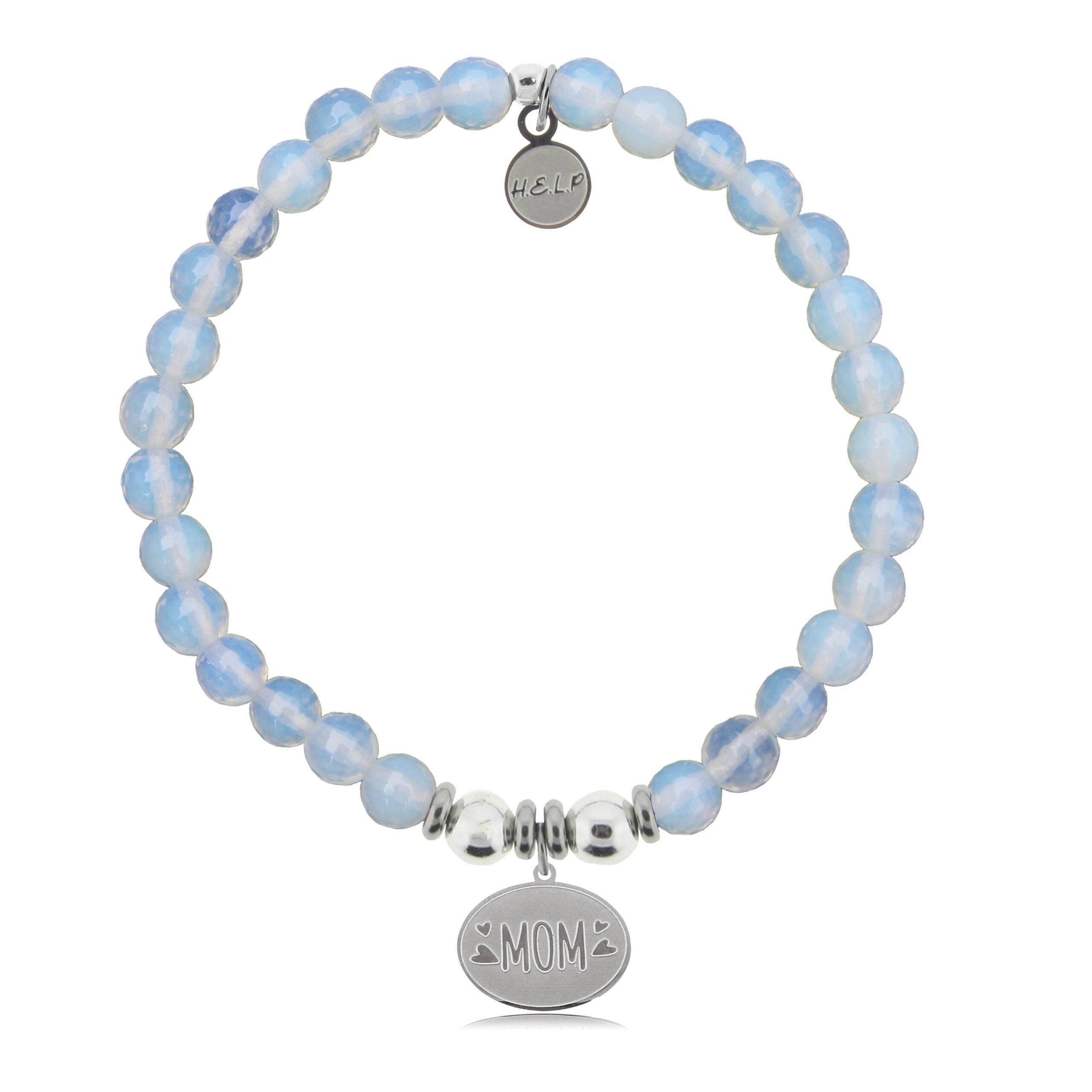 Mom Hearts Charm with Opalite Charity Bracelet