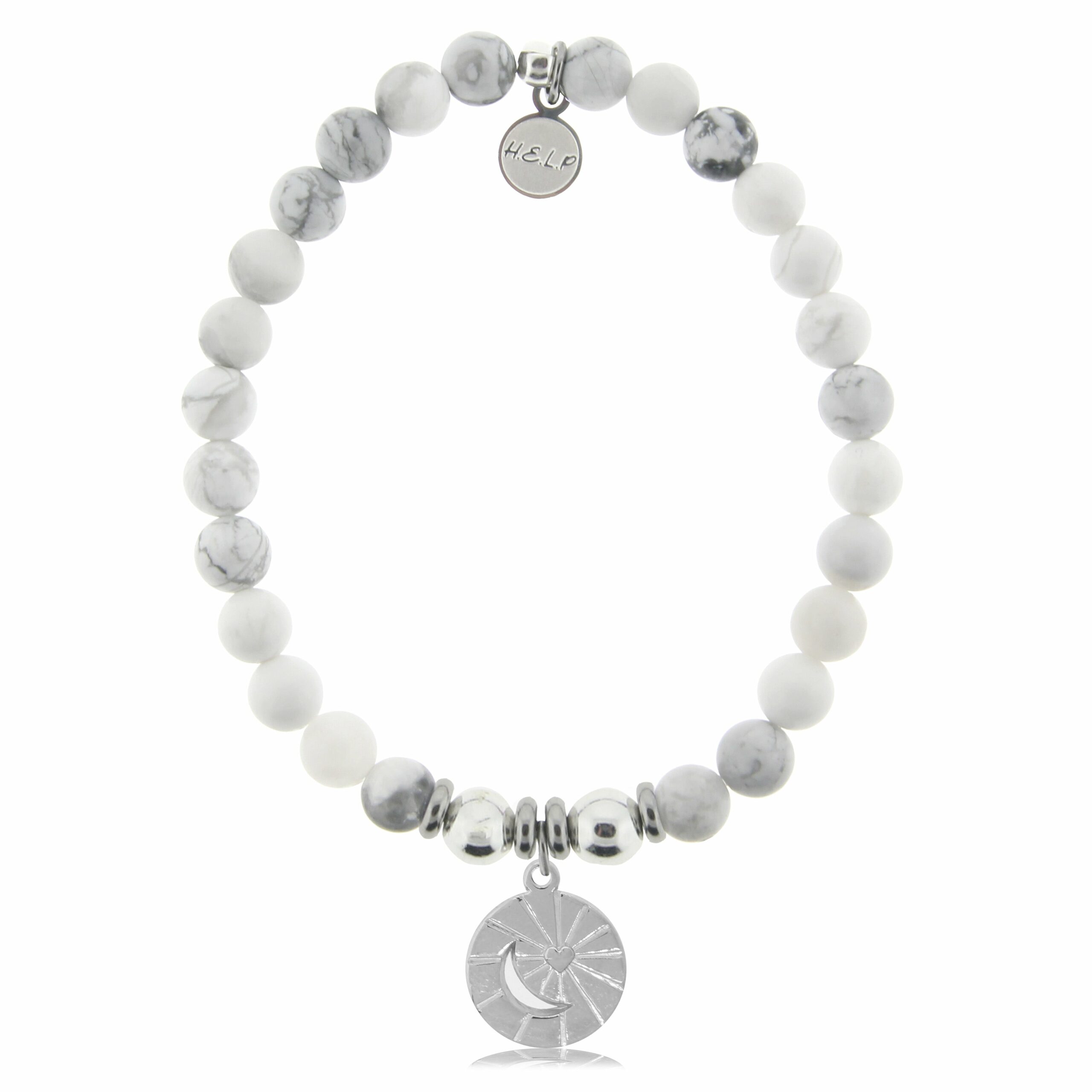 Moon and Back Charm with Howlite Charity Bracelet