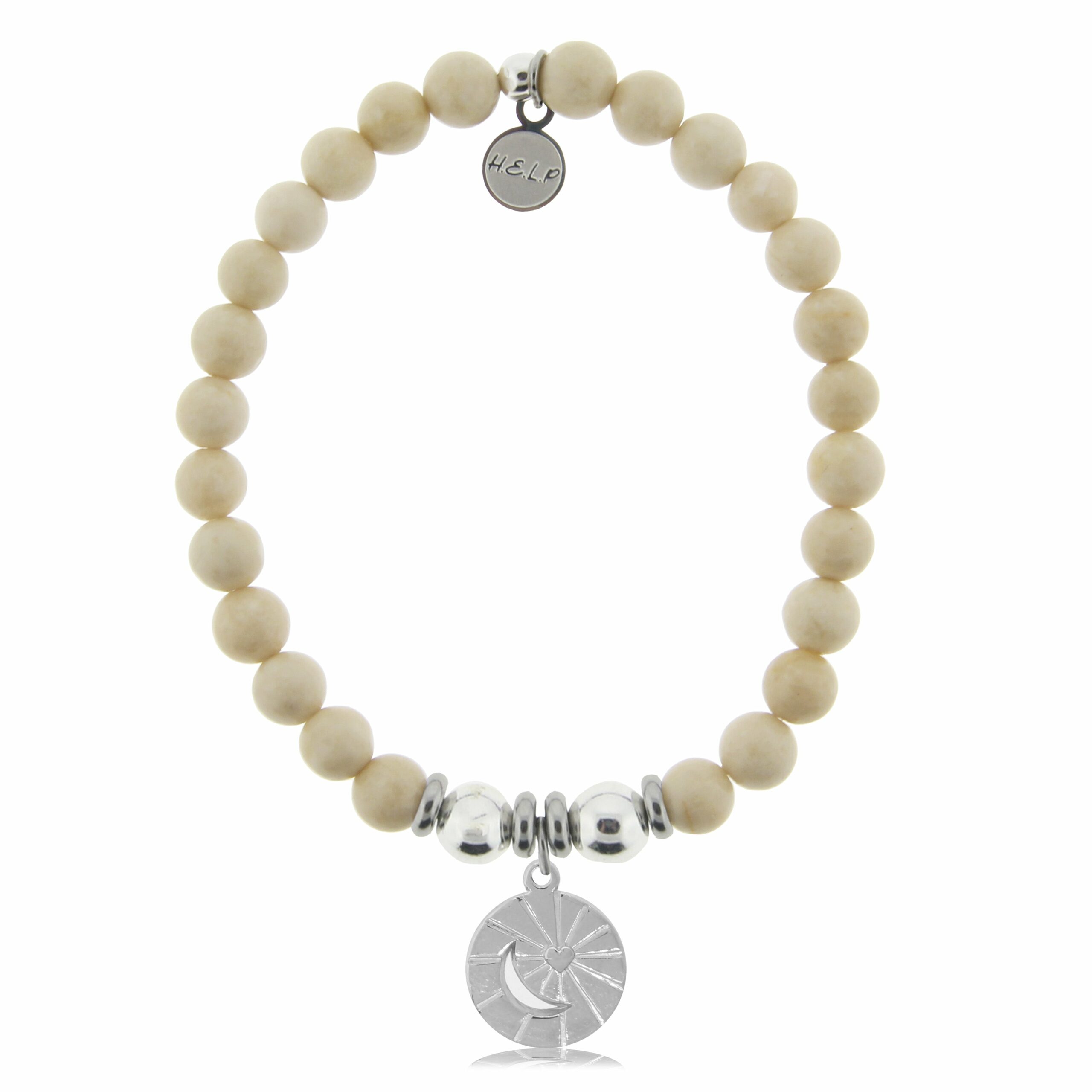 Moon and Back Charm with Riverstone Beads Charity Bracelet