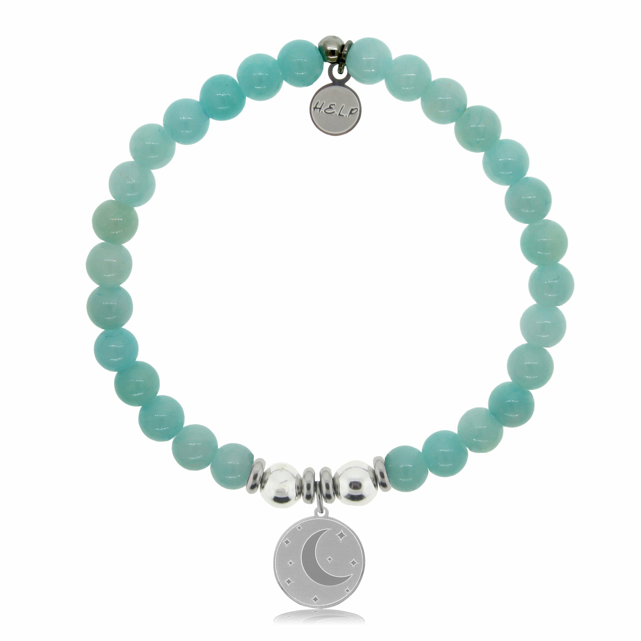 Moon Charm with Baby Blue Quartz Charity Bracelet