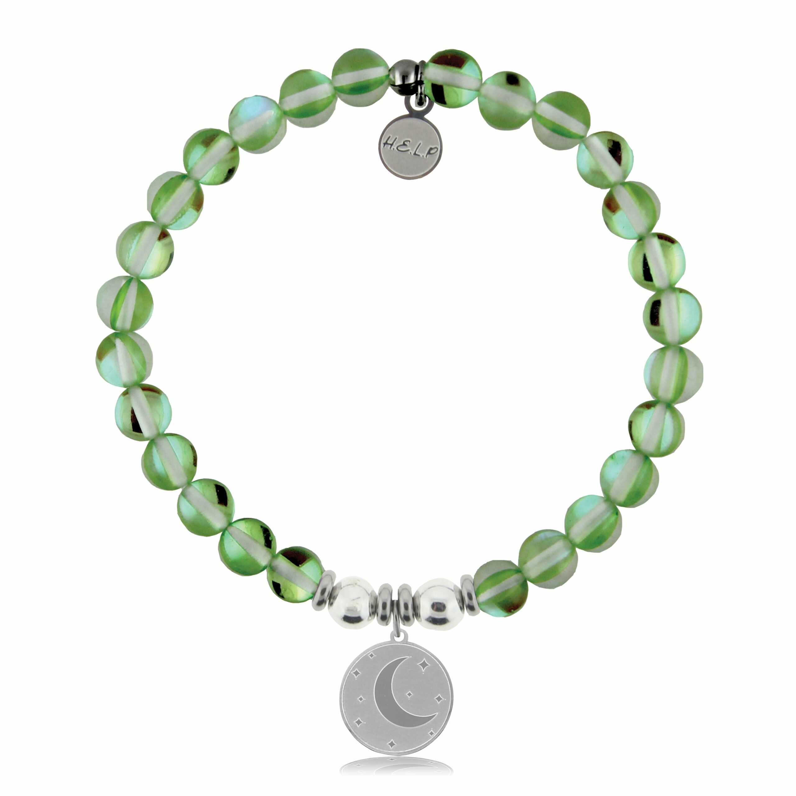 Moon Charm with Green Opalescent Charity Bracelet