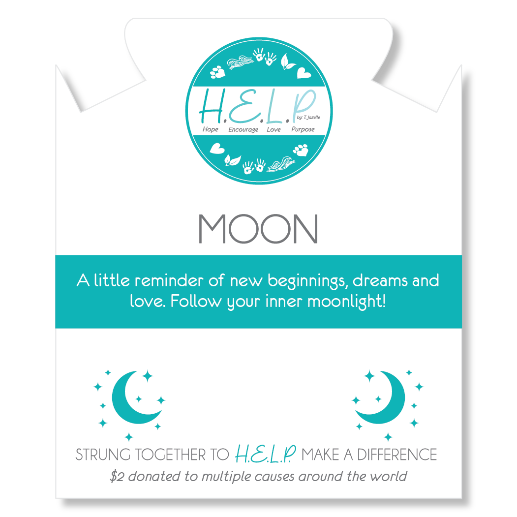 Moon Charm with Light Blue Opalescent Charity Bracelet